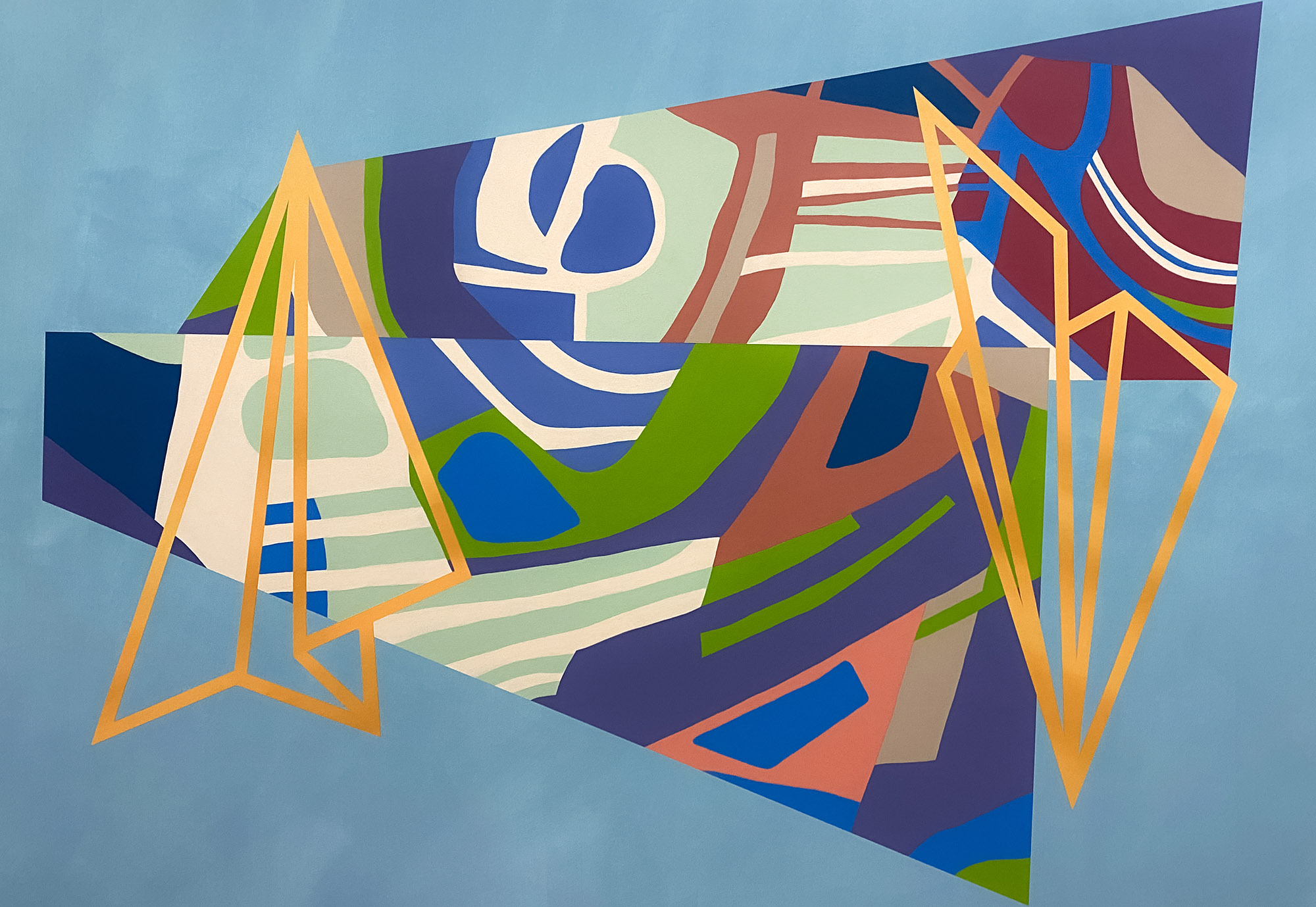 País do futuro – Marx abatido, 2023. Acrílica sobre tela, 100 x 145 cm.