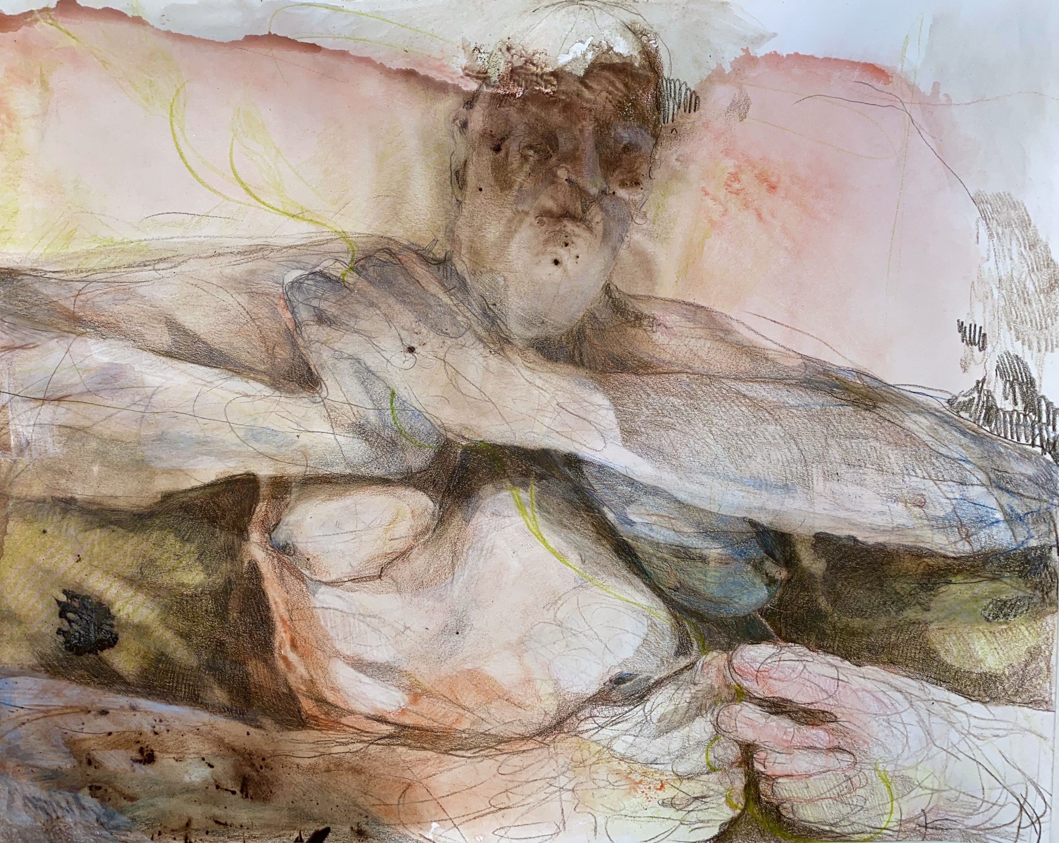 Untitled, 2021, wash and colored pencil  