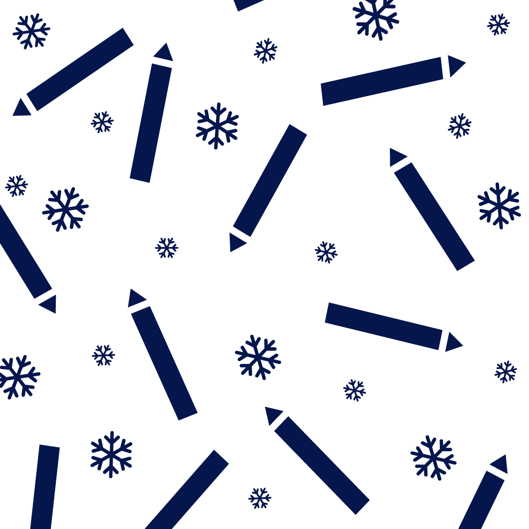 Pattern design for the Caran d'Ache pen, featuring pen icons alongside decorative snowflake icons