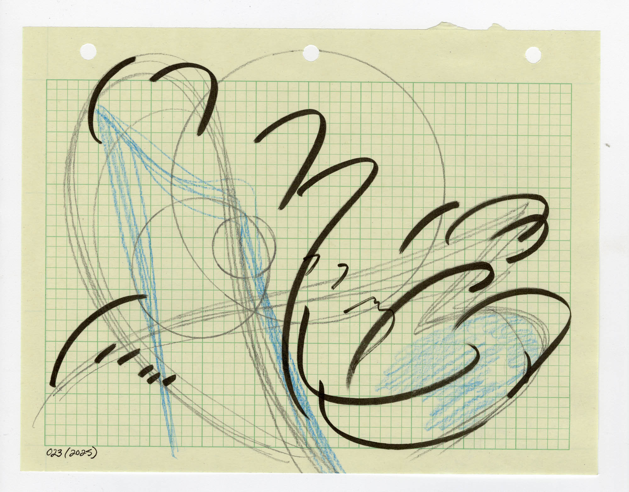 023. 2025. Graphite, colored pencil, and marker on graph paper. 11" by 8.5"