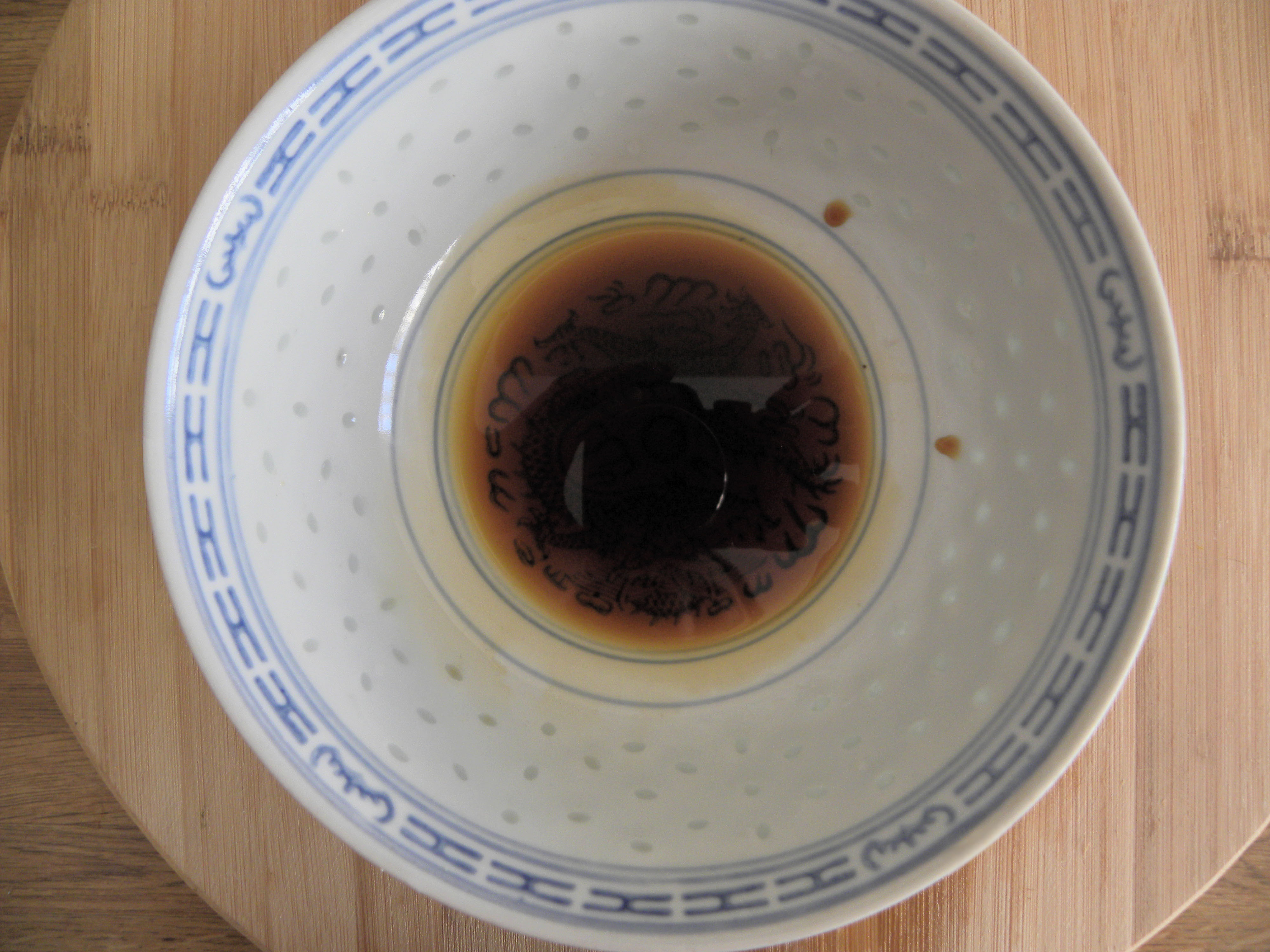 The rice vinegar and soy sauce are combined