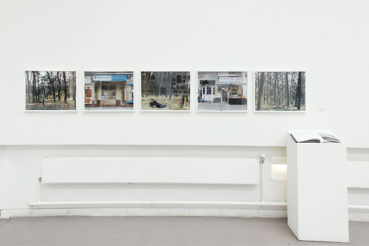 Series of five framed photographs, words engraved in glass, 19x24"