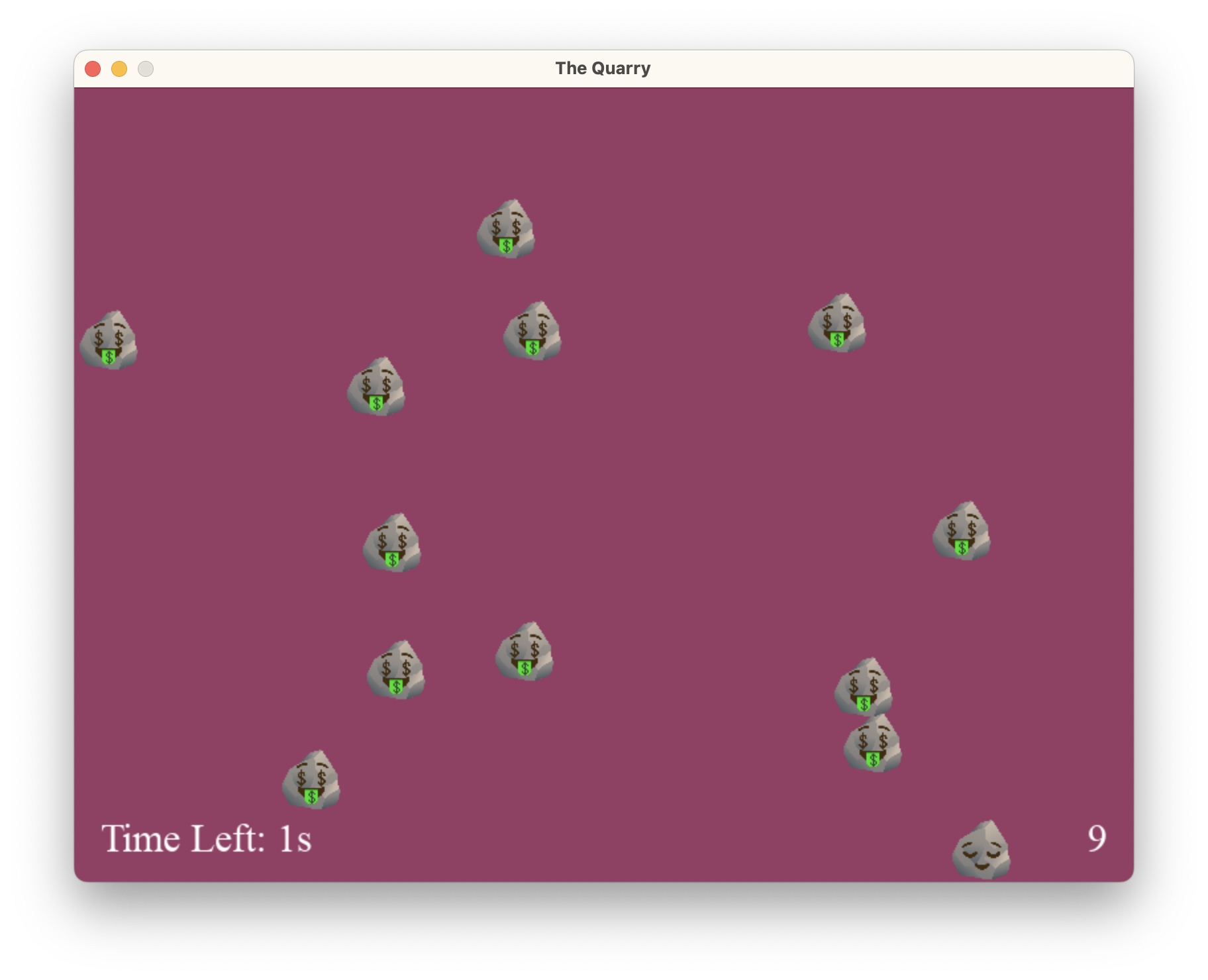 the quarry game screen - in game mode