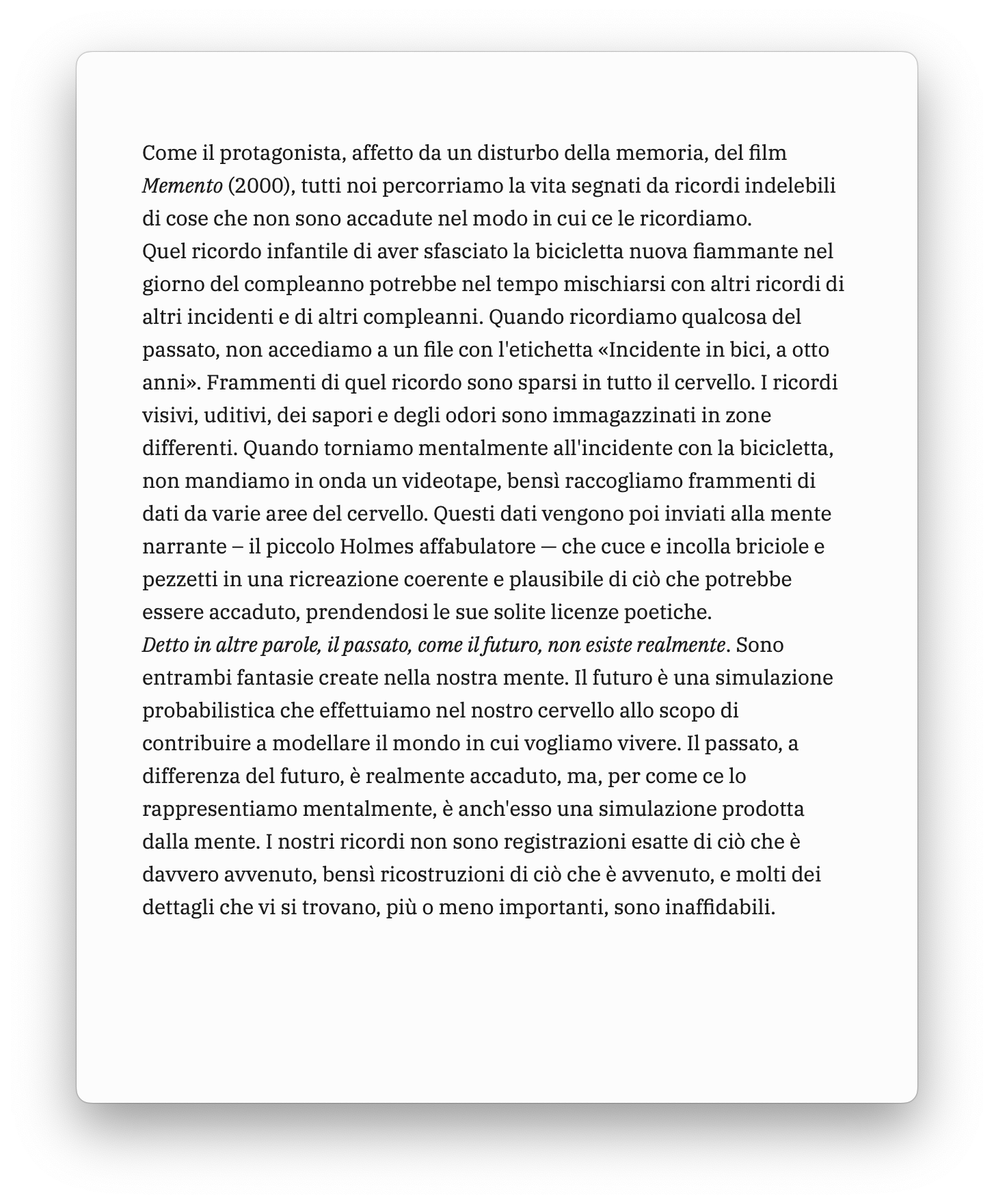 Da “L'istinto di narrare” di Jonathan Gottschall, Bollati Boringhieri #narrazione #storie #homofictus #memoria #ricordo