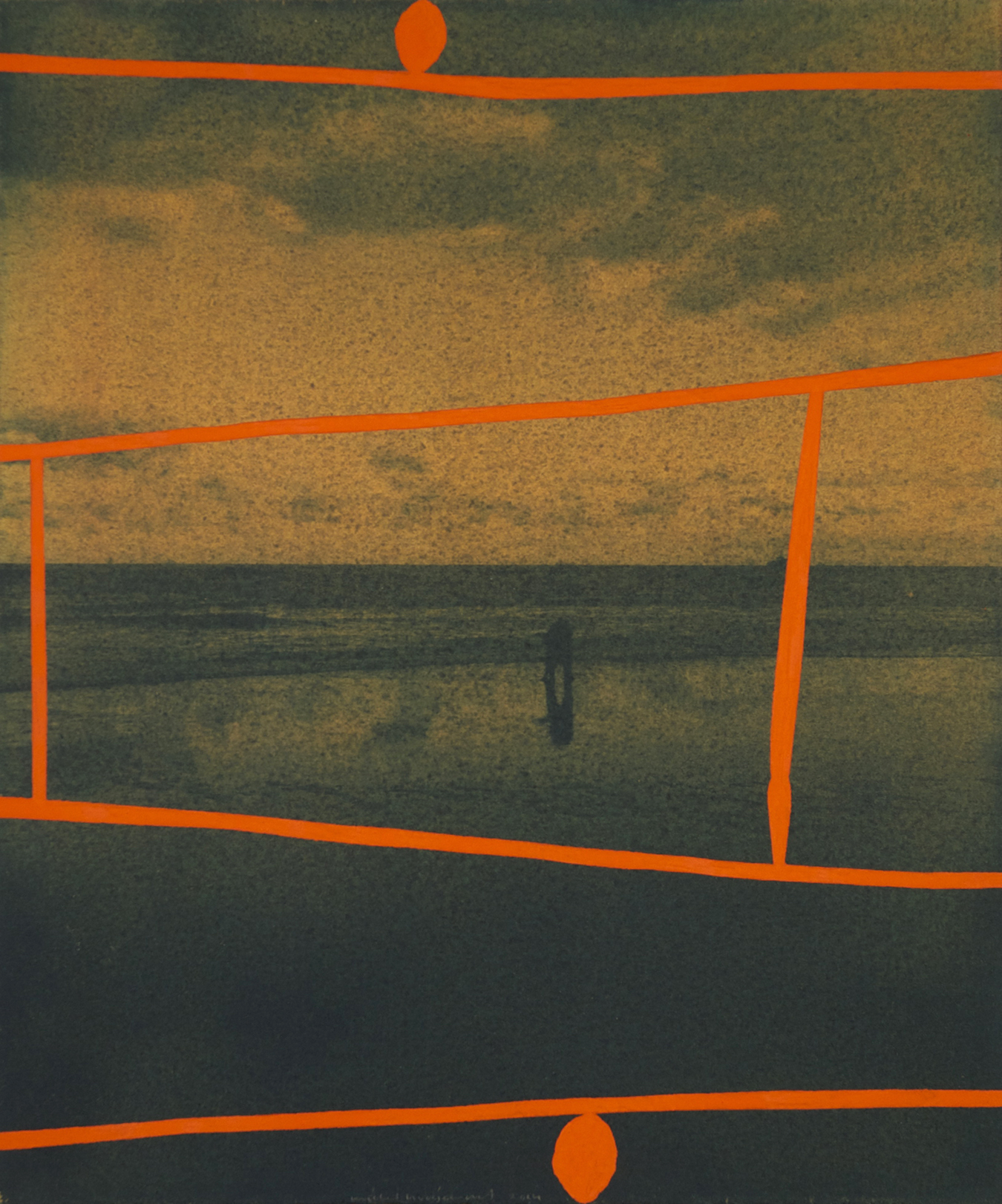 Untitled 2014, cyanotype, acrylic and gouache on paper, 30 x 25 cm