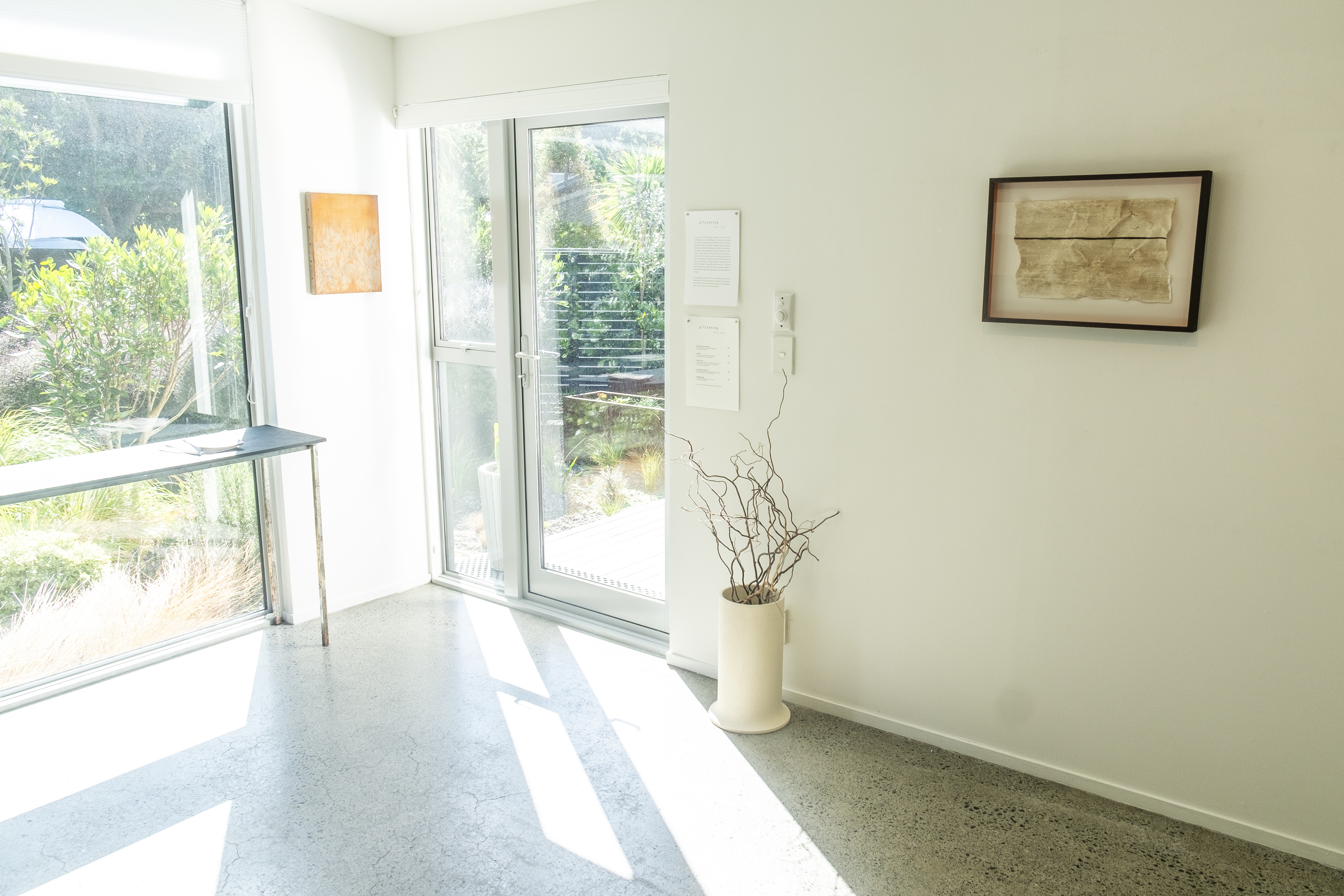 Install view in 'Glistening' Exhibition at Three Eyes Gallery, Breaker Bay, Wellington