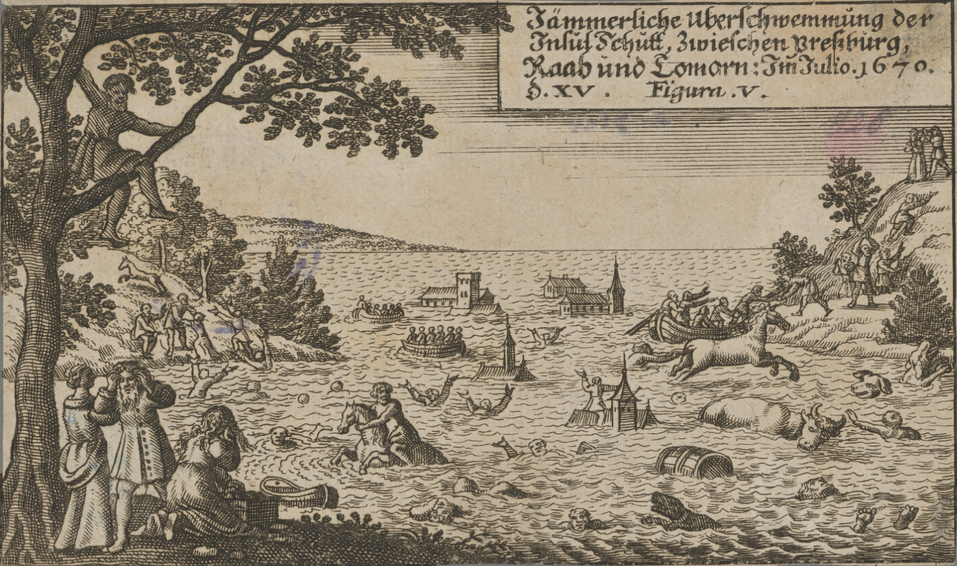 Flood of Csallóköz – Graphic: Unknown 17th-century Central European artist Gallery of the City of Bratislava