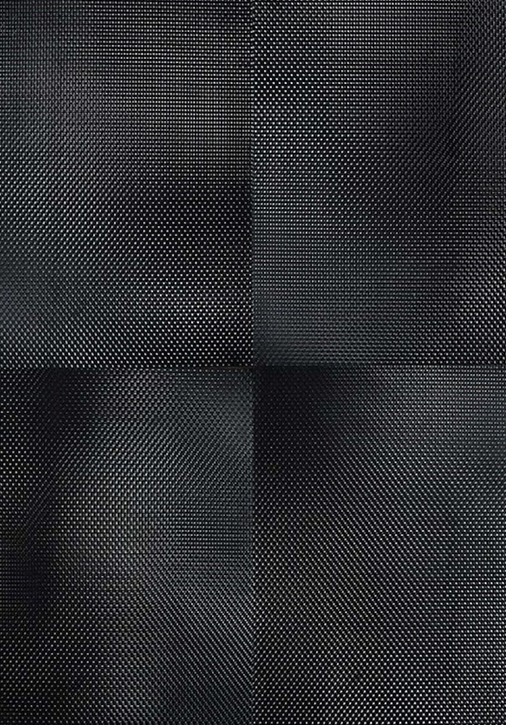 ID: A portrait-oriented image divided into equal quadrants. Each quadrant has a black and grey mesh texture.