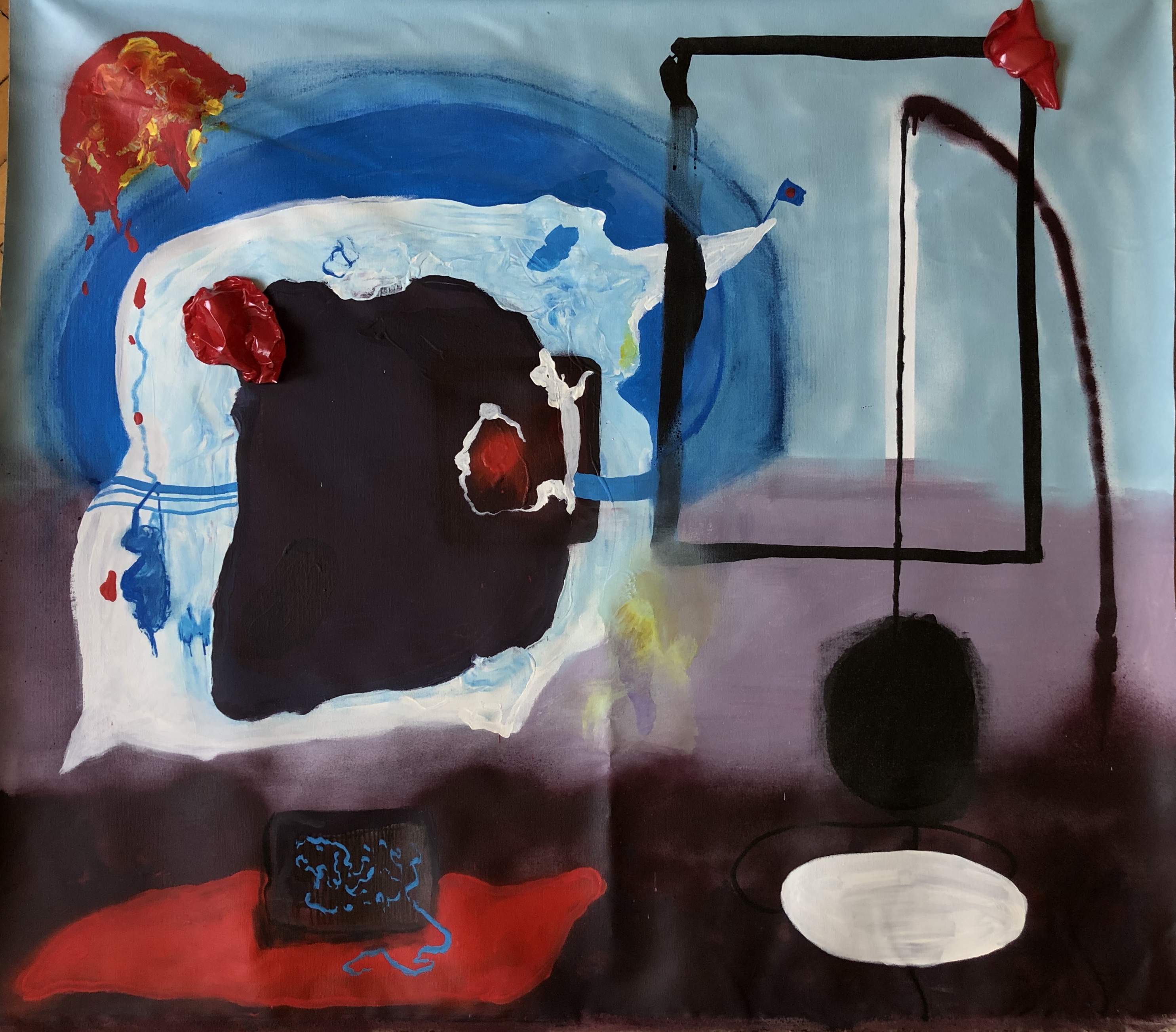 Sar ve kac, 100x110cm, Mixed media on canvas, 2020