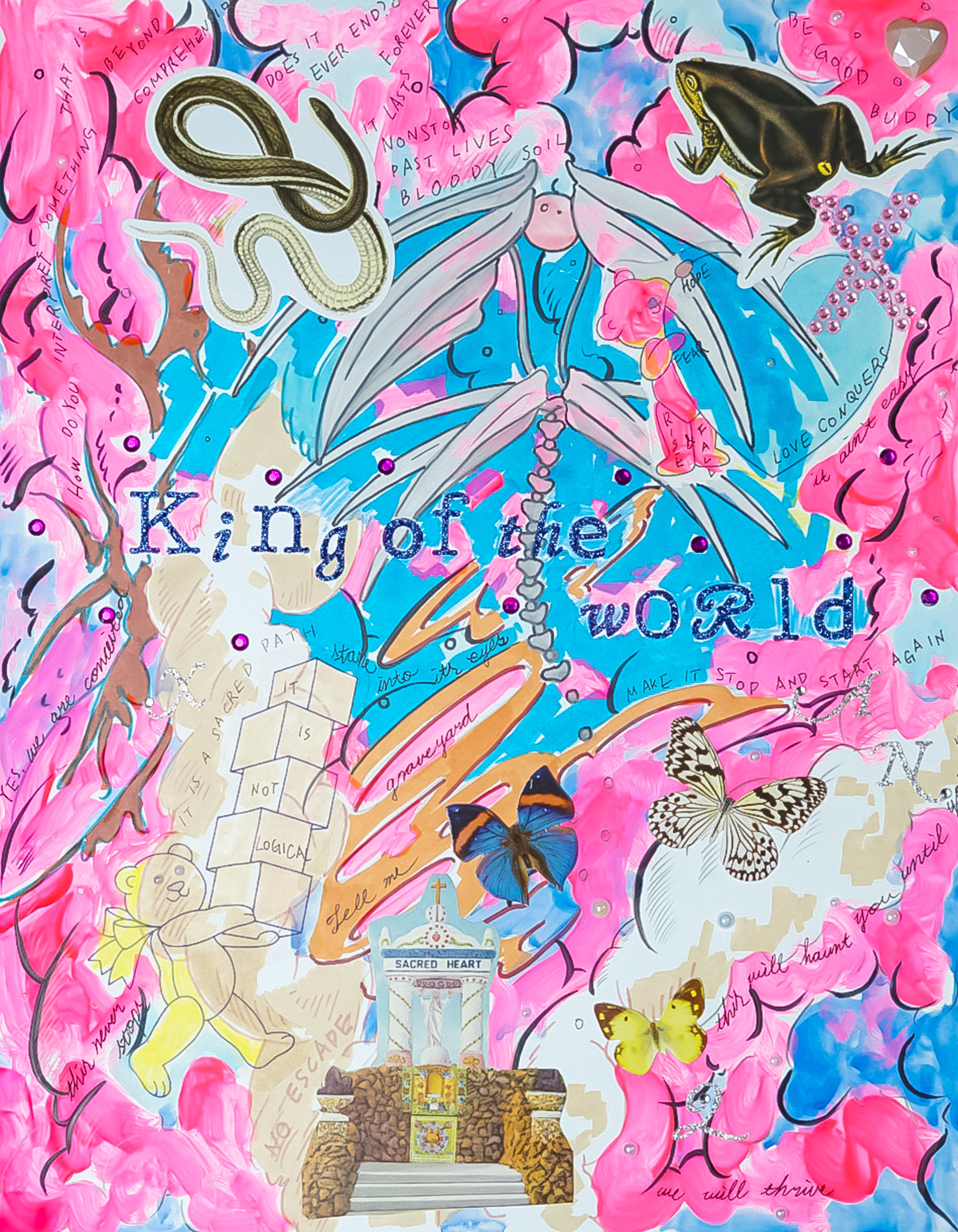 y0urkingd0m_007, mixed media drawing on paper, 2022