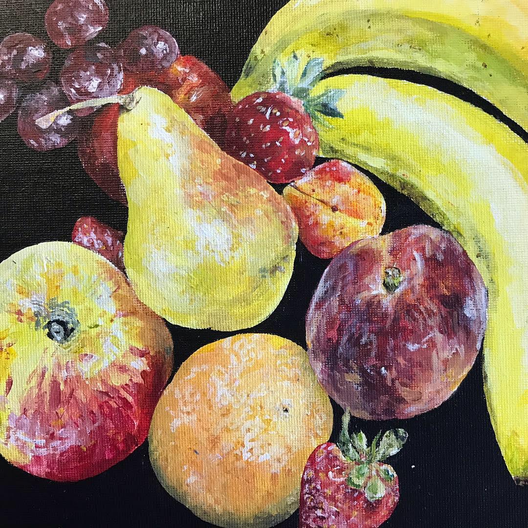 Fruits: Acrylic on canvas panel, 2021