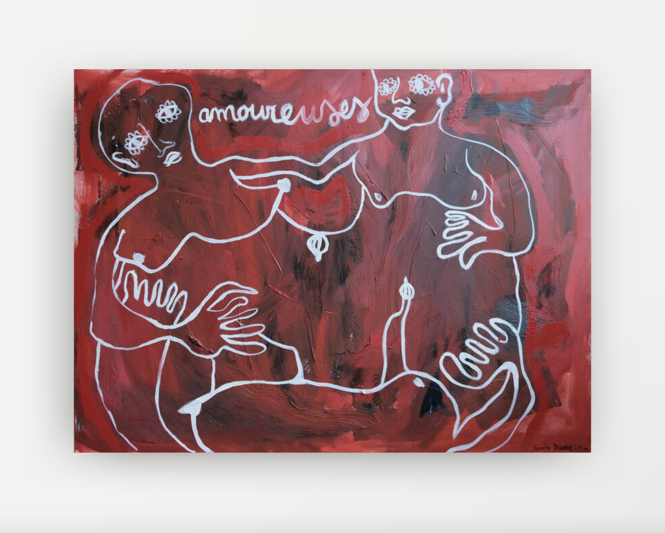 ^ 'Amoureuses', Oil painting on linen canvas, 81x60cm, 2022