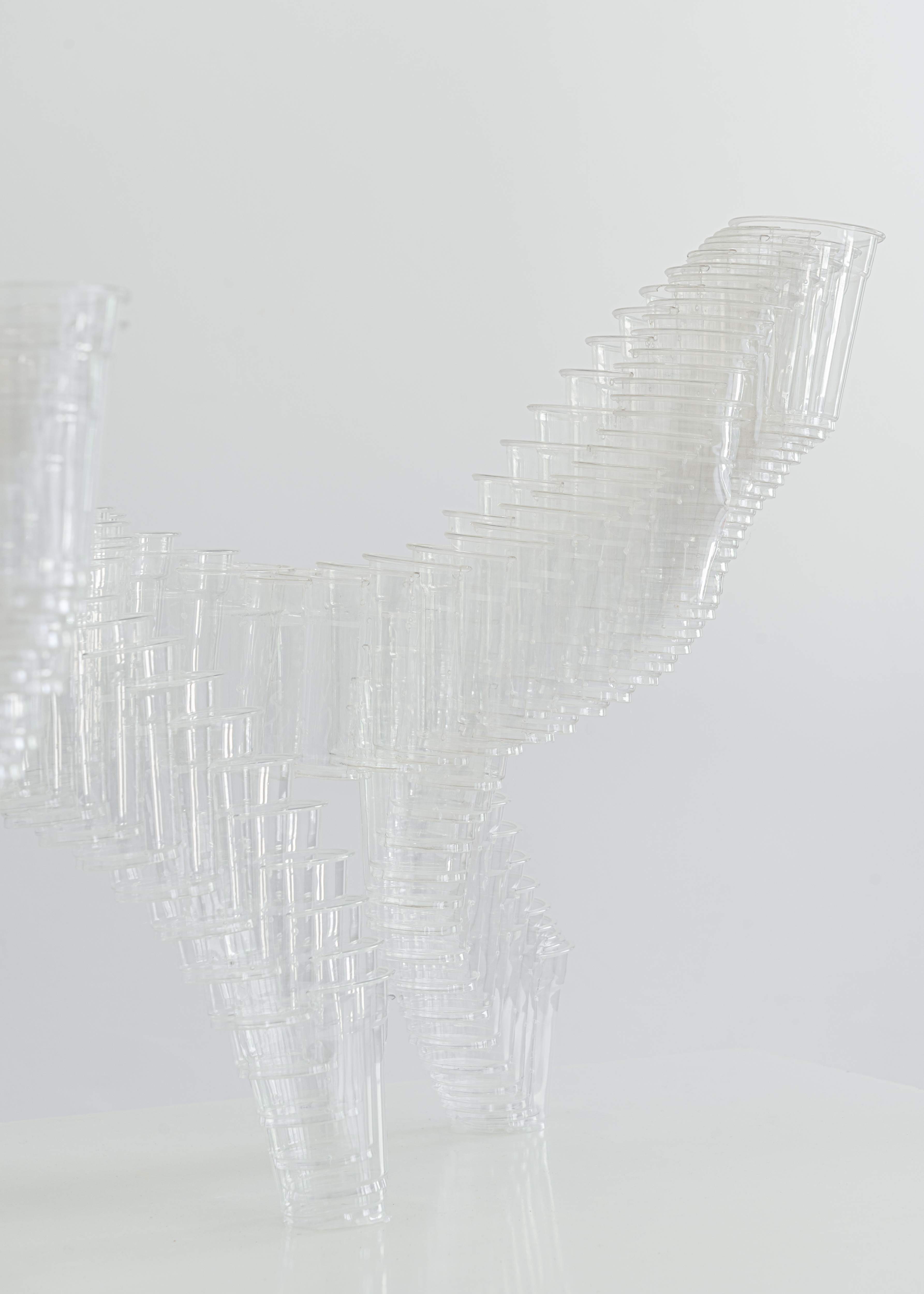 The London Toast, 2025 [detail]PET Plastic cups, acrylic paint, silicone.48 × 120 × 66 cm.Installation view at Por, Digestivo, Madrid, 2025Photo: Alejandro Cayetano