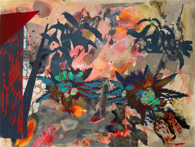Screenprint and acyrlic on paper, 24"x36" 2013
