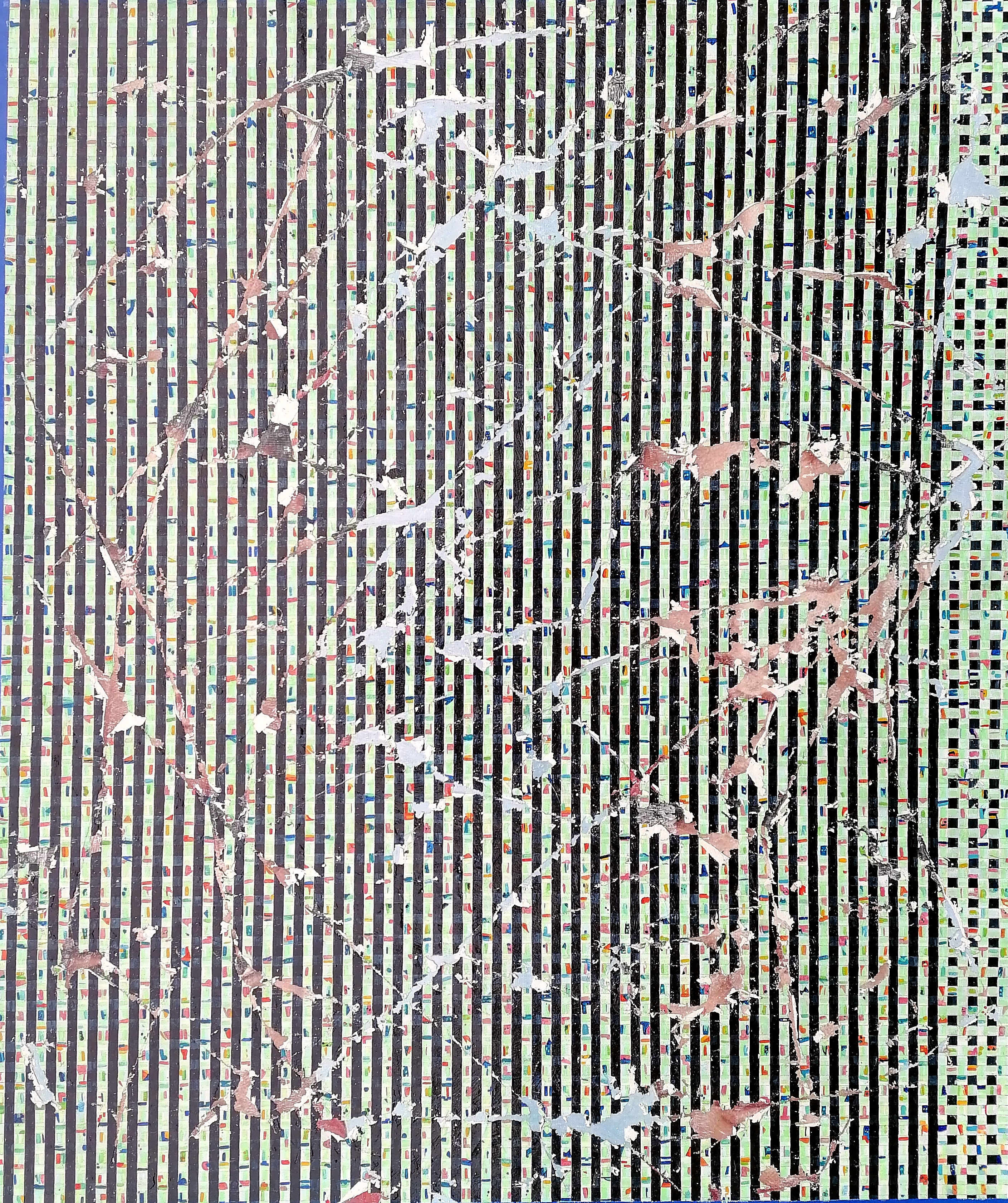 Ghost Painting (Cracked Category): January 8, 1935, Elastomeric paint and tinting medium on woven PVC fiber, 180.5 × 151.5 cm, 2022