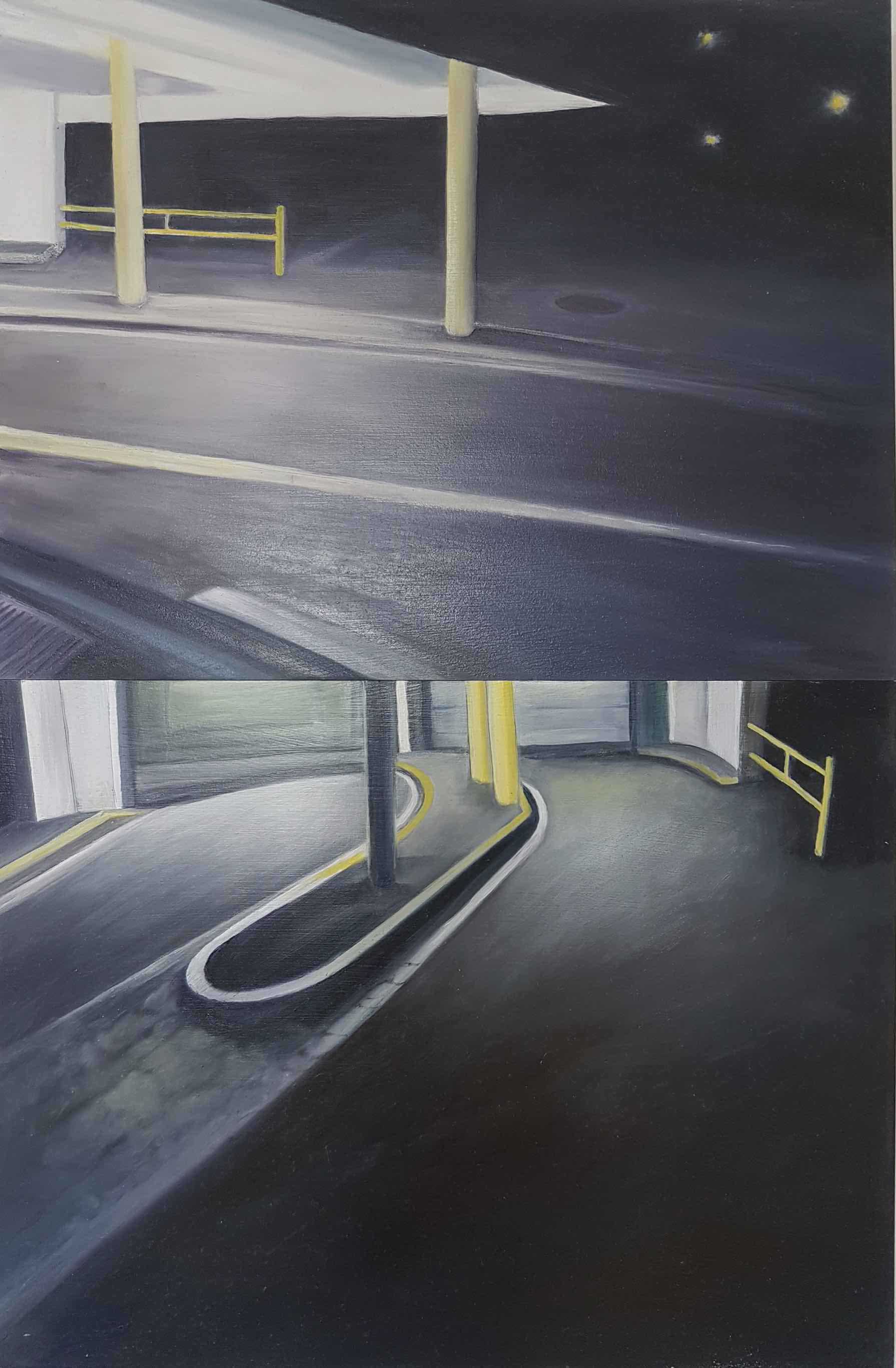 2017, Auffahrt  Öl auf MDF, 42 x 65cm