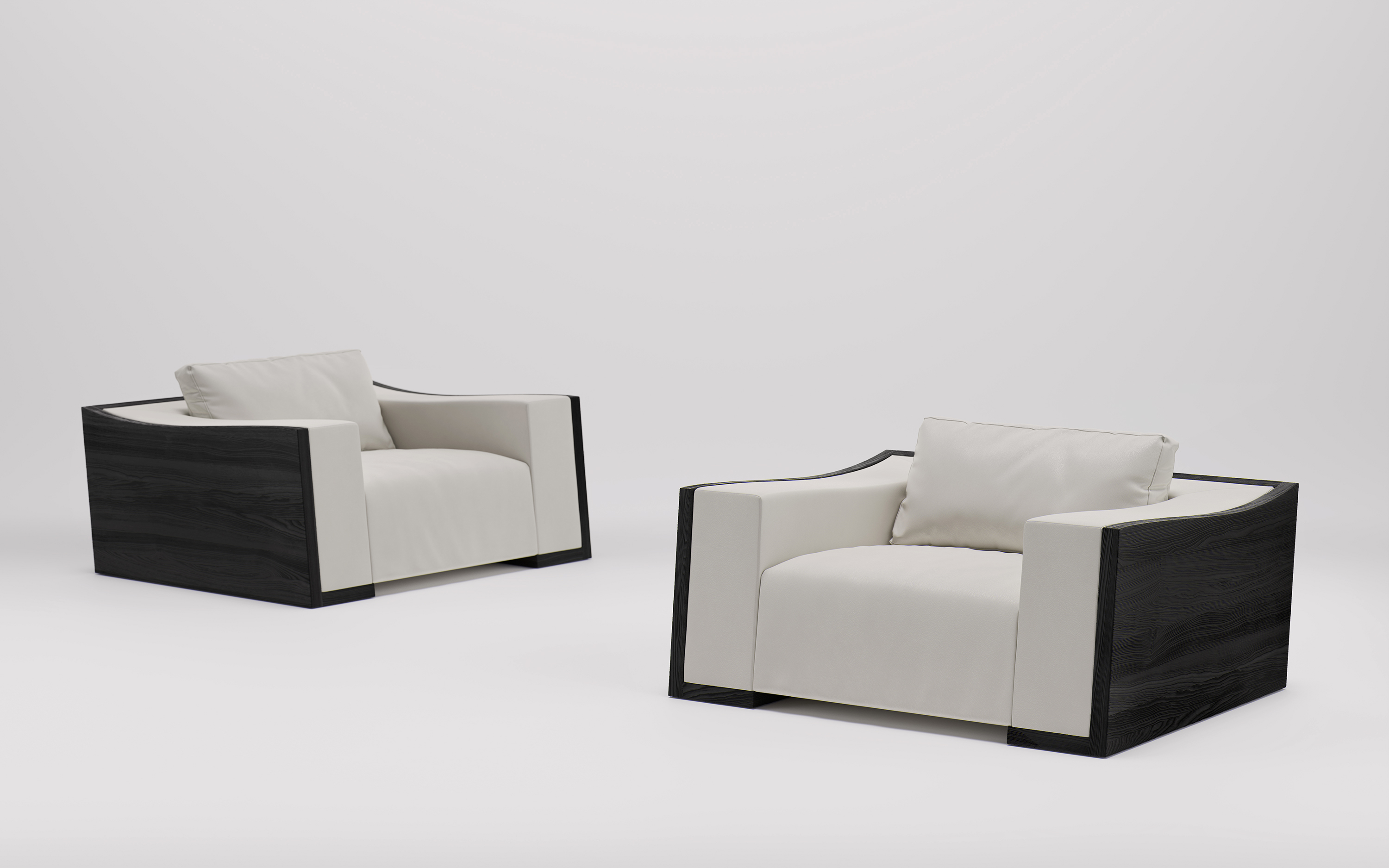 Grand Fauteuil | cuir et ch&ecirc;ne bross&eacute; | L 110 cm W 96 cm H 69 cm