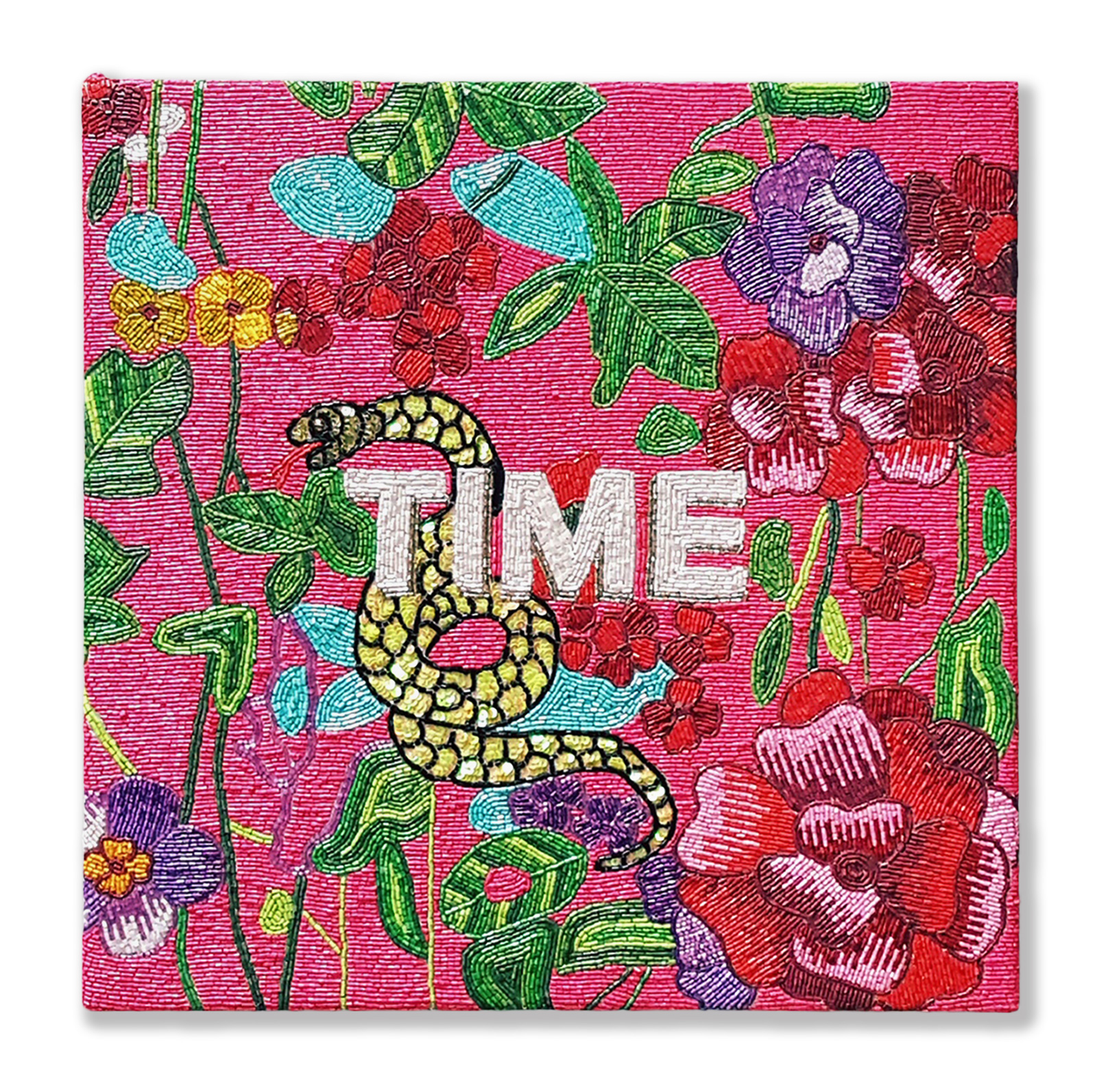 Time 2016 Hand sewn beads on shaped canvas 15.5 x 15.5 Inches (Edition of 3)