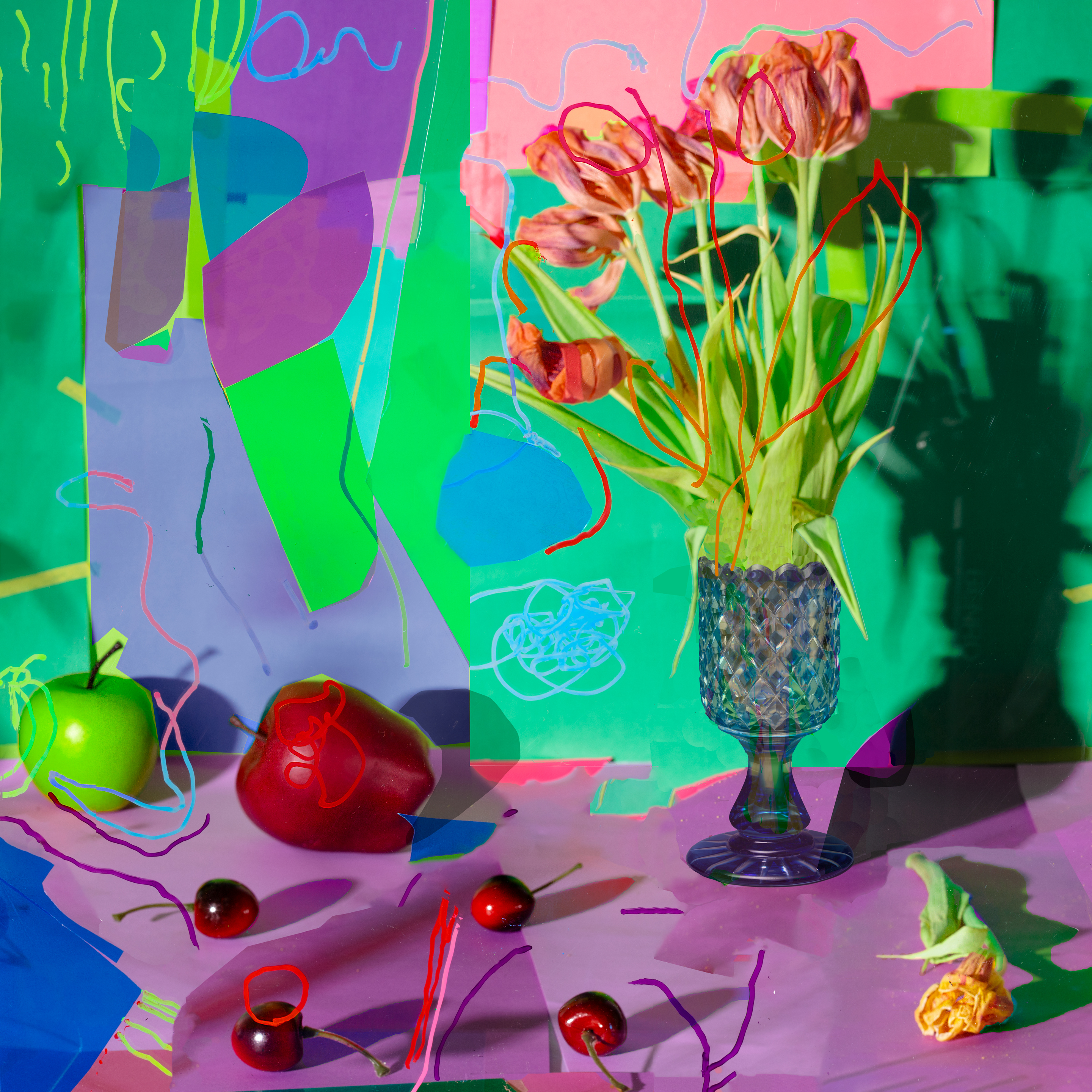 The table laid before a party, 2021, archival pigment print, 30”x30” and 15”x15”