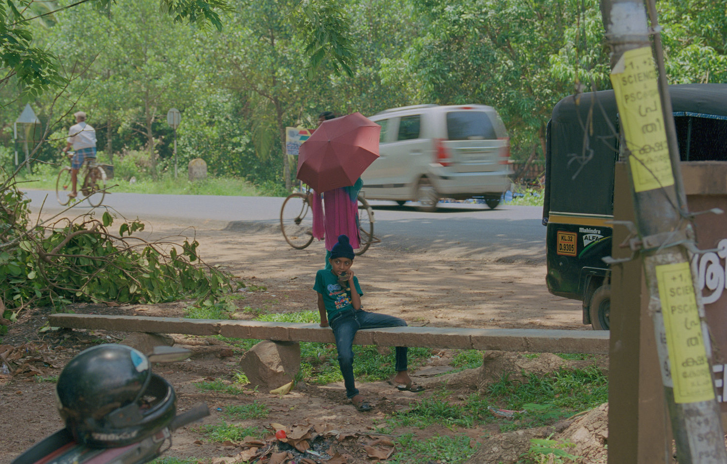 Boy And Red Umbrella