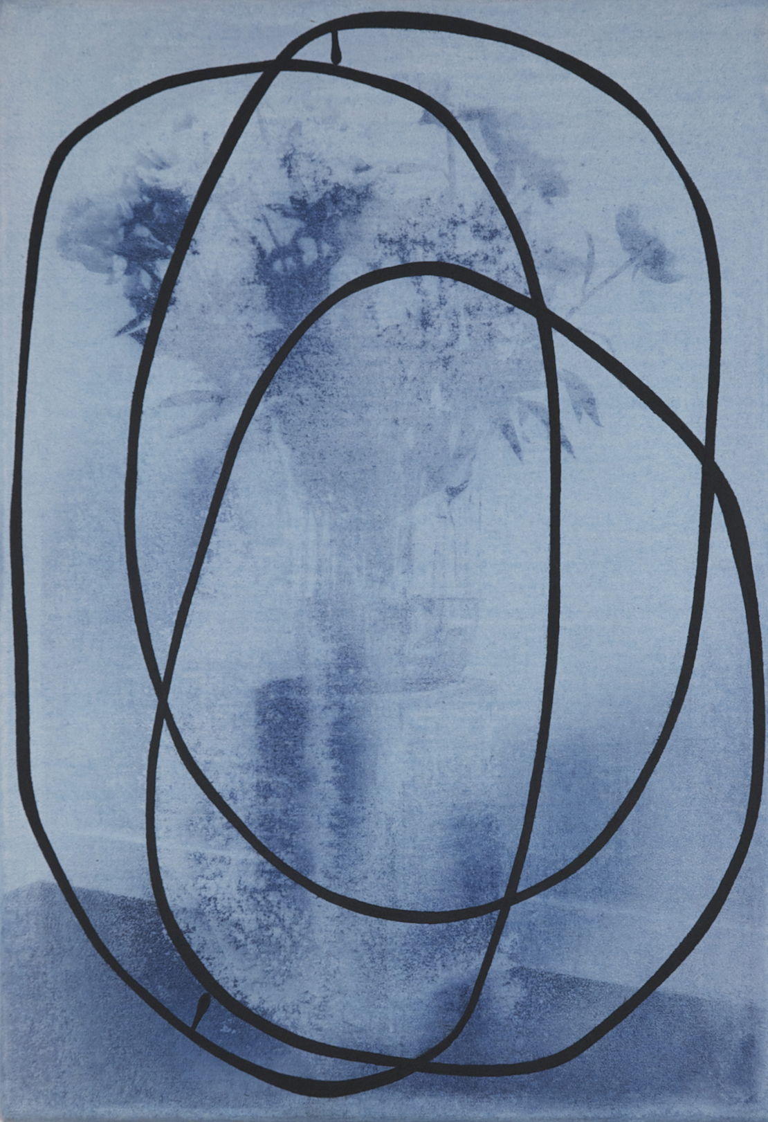 Untitled 2015, cyanotype and acrylic on canvas, 36 x 50 cm