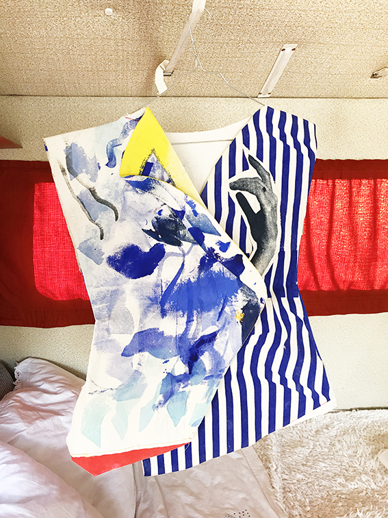 Performance Piece (Fitted Jacket) 2018, acrylic and screen print on canvas, 47 x 38 cm