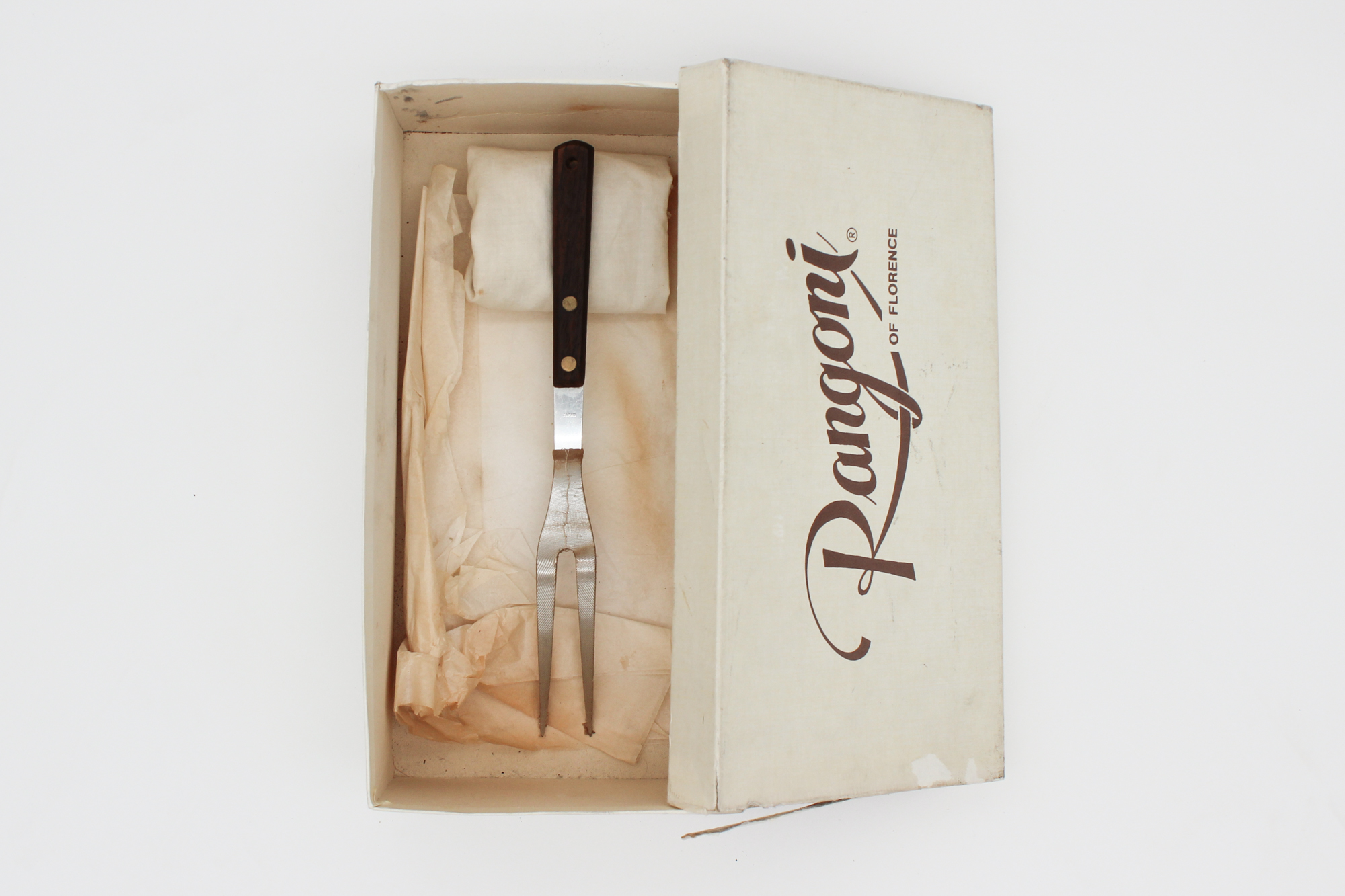 Sleepy Anna, 2024, Carving fork, doily, stockings, thread, shoebox