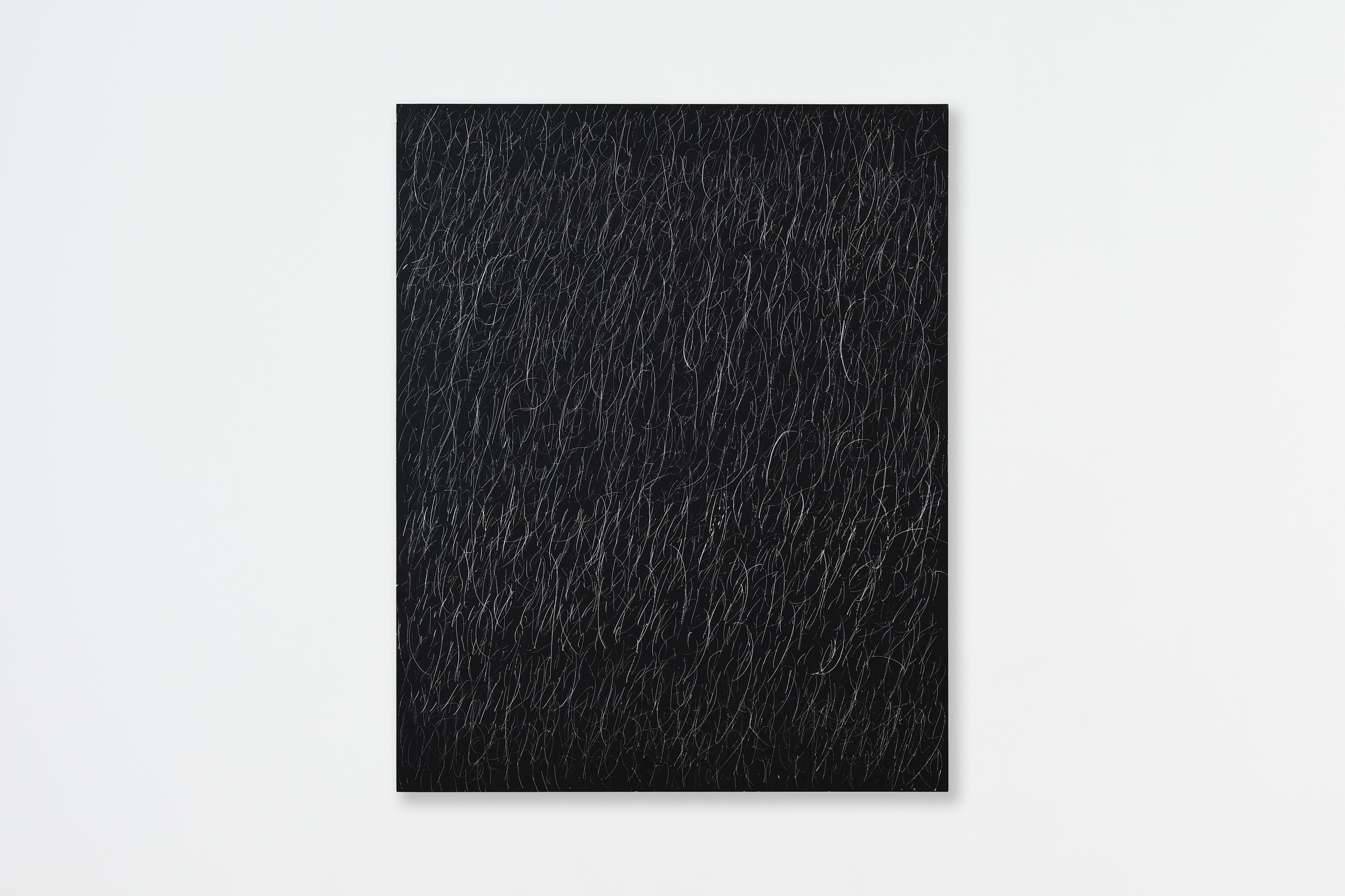 donna Kukama, This breath will carry your spirit until we reunite (2025) | Water based enamel, graphite and resilience on aluminium, 152.5 x 122 x 2 cm