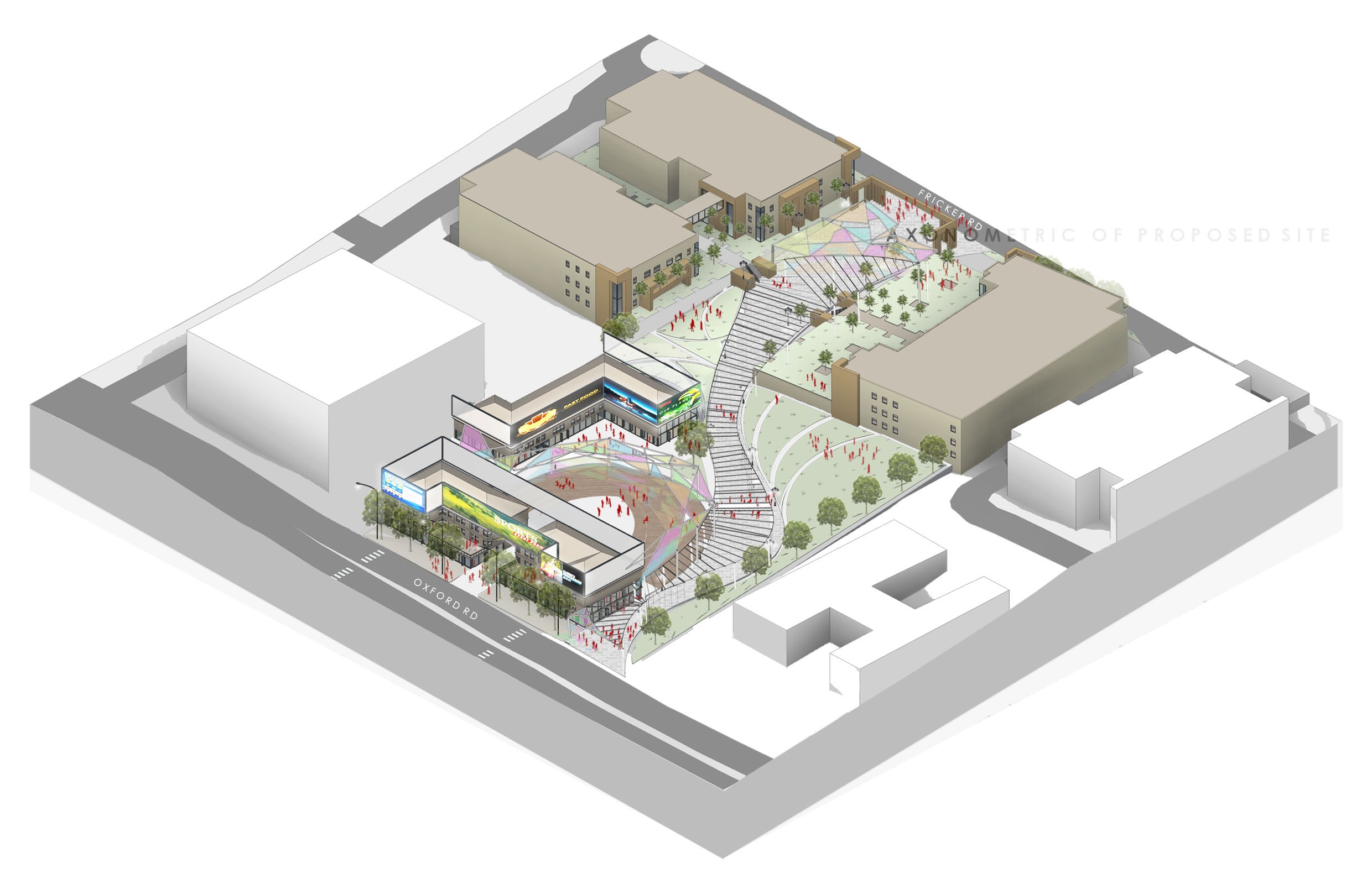 Axonometric: Proposed Piazza - Day. Khan, T. Unit17, 2022.
