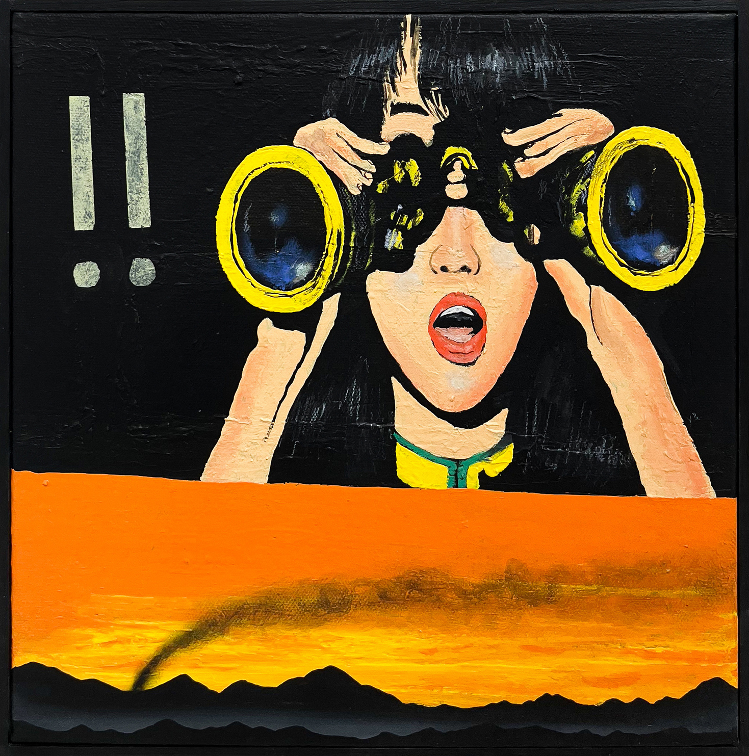 Samuel Richardson &ndash; Sunset upset, 2023, Mixed media on canvas, 12.5 &times; 12.5 in