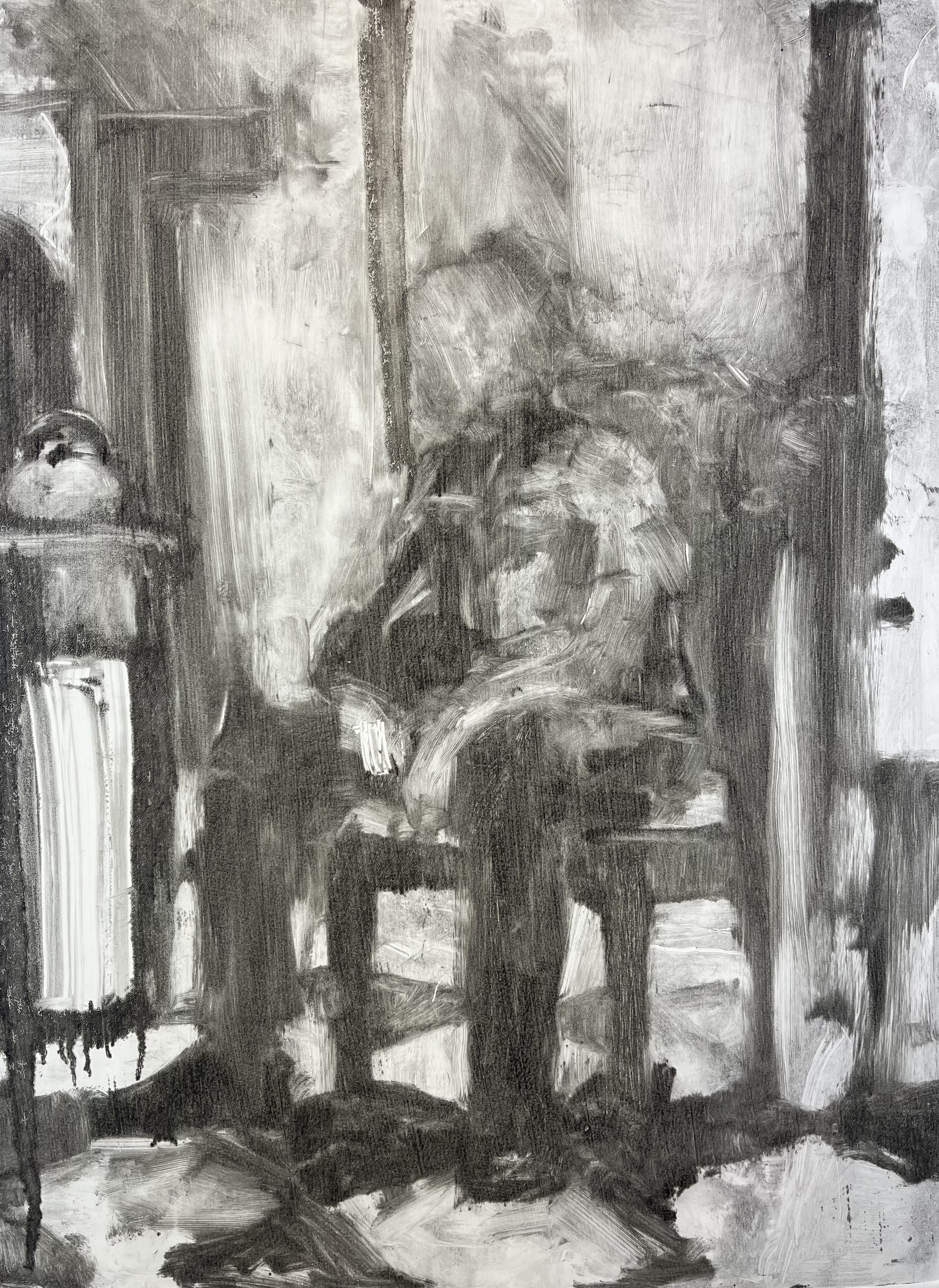 Ode to My Father, Oil Monotype, 2023, 22 x 30