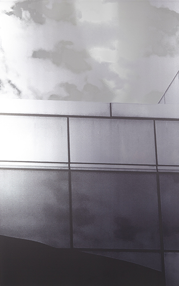Office Building 9, 45 x 28 1/4. Latex Ink on Silver Vinyl on Dibond.