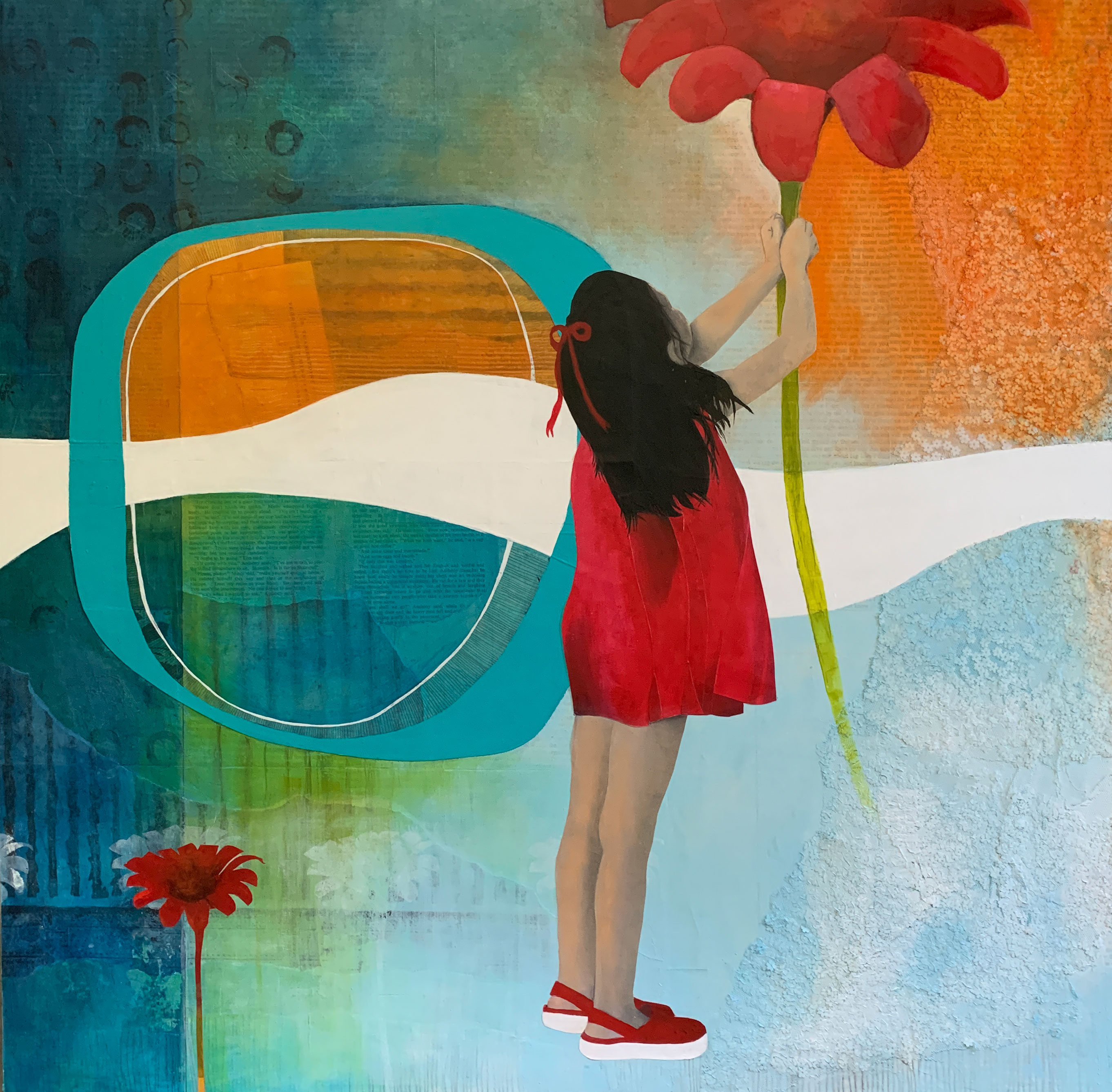 A Child Came Out to Wonder 2021Mixed Media on panel. 30” x 30”
