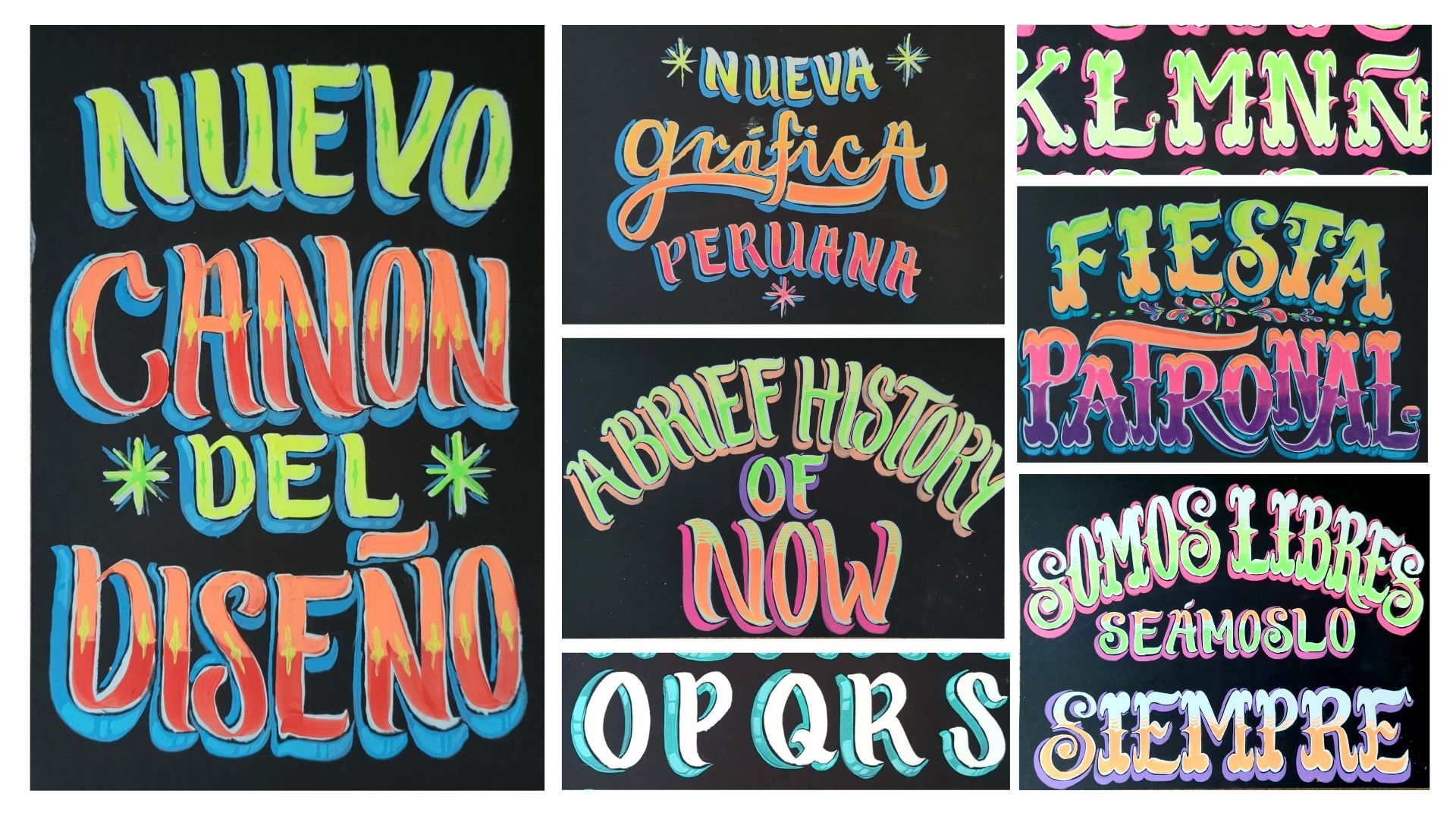 A series of signs displaying different letterforms found in the popular urban graphic expressions of Peru. Research around the history and value of this type of design accompanies the images.