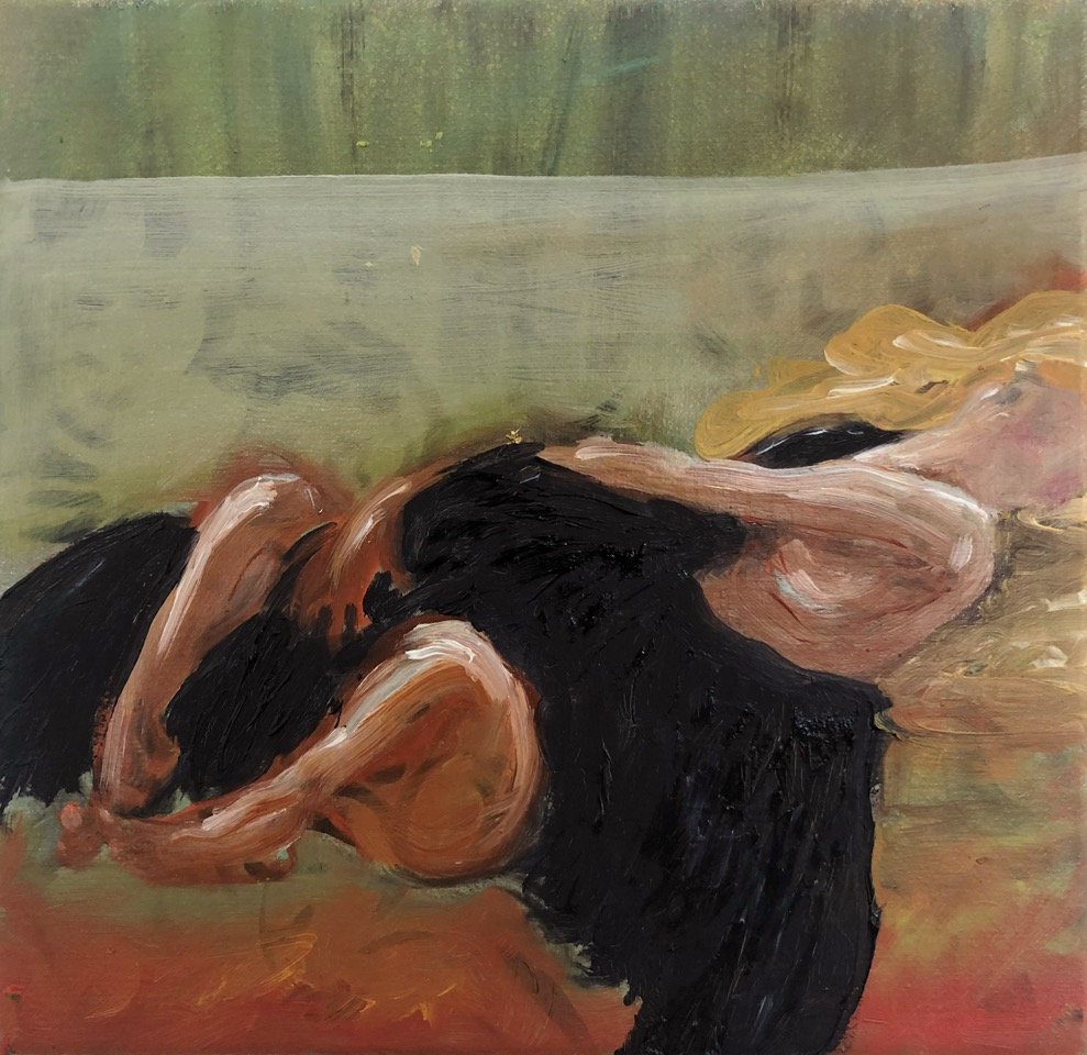 Leda and the black Swan - Oil on canvas - 20x20 cm