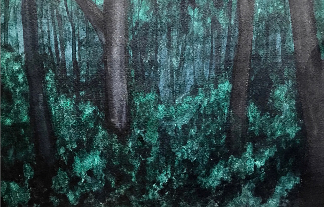 "into the brush", watercolor on paper