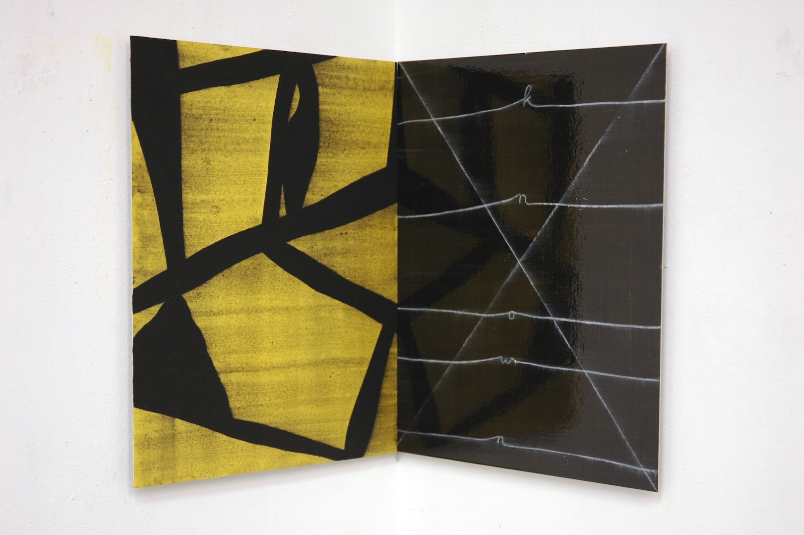 Untitled 2011, mixed media on paper/aluminium, 24 x 39 cm