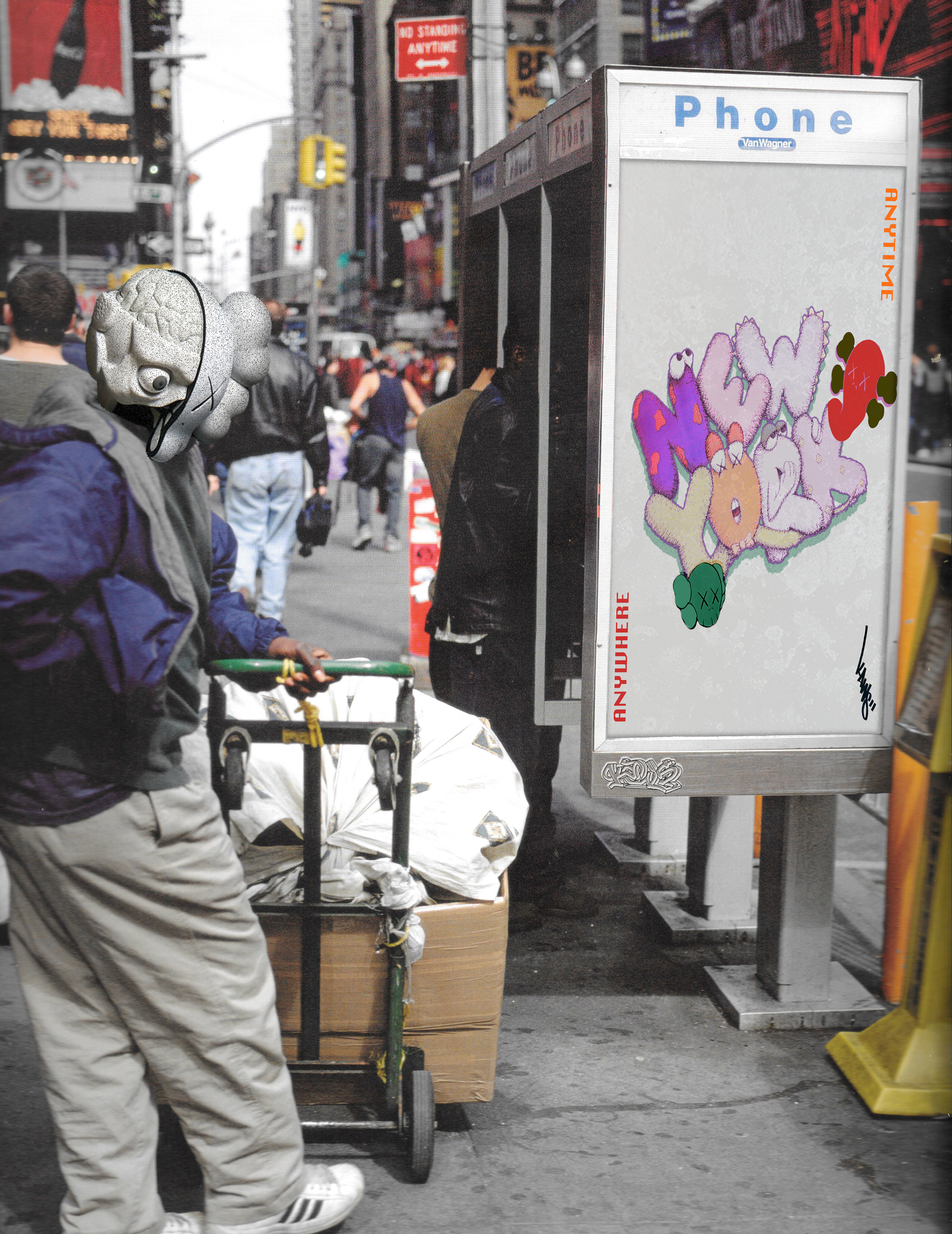 A speculative flyer designed using various artworks by KAWS.