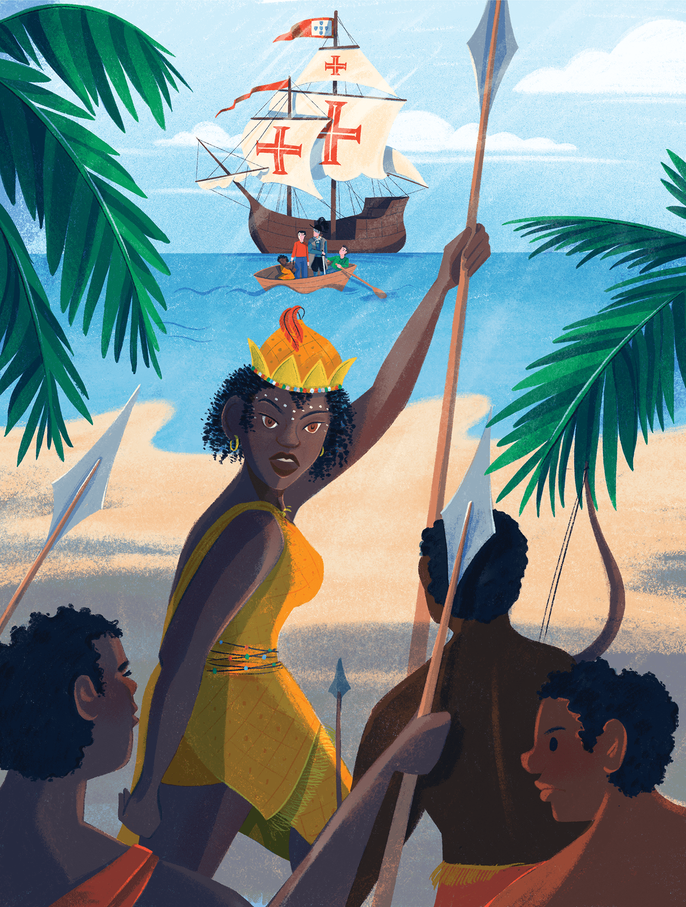 Queen Nzinga rescuing her sister for the Portuguese.