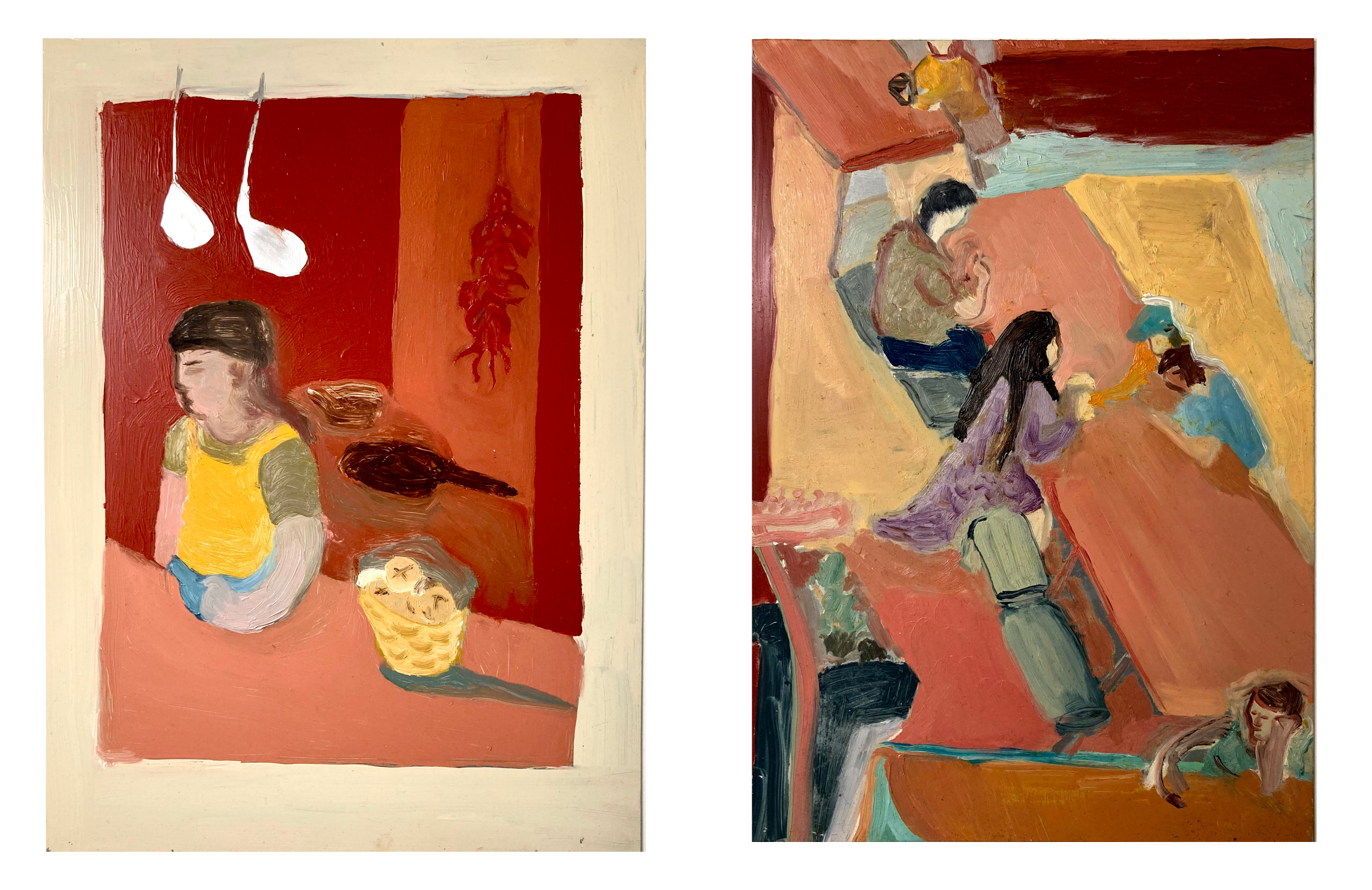 Oil studies on aliminium, 34 x 24 cm