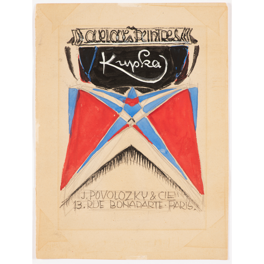  61. František Kupka (1871–1957)  Dessin double - Návrh obálky katalogu první Kupkovy pařížské výstavy v Galerii Jacques  Vyvolávací cena: 120.000 Kč   Konečná cena: 252.000 Kč