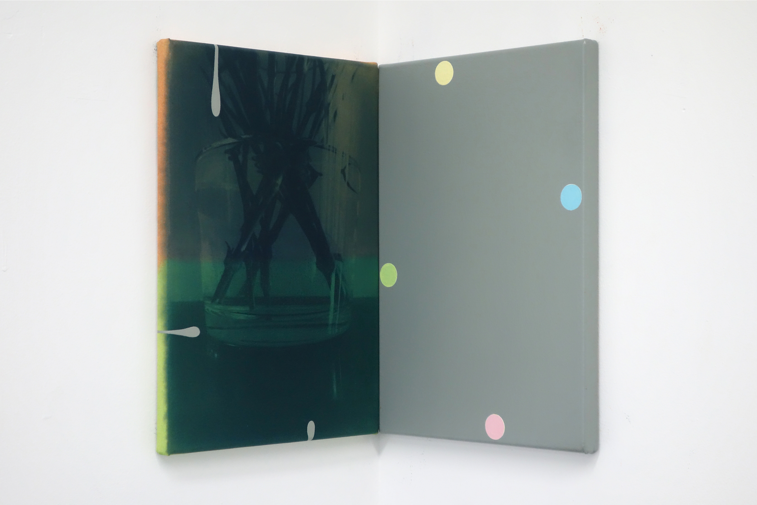 Untitled 2014, cyanotype, acrylic and alkyd on canvas, 36 x 50 cm