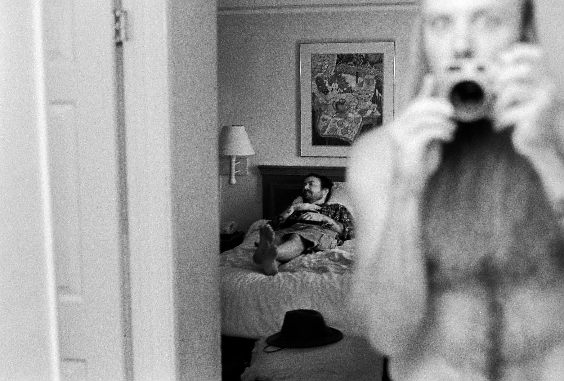 Jason in a hotel room near Sacremento, 2013.