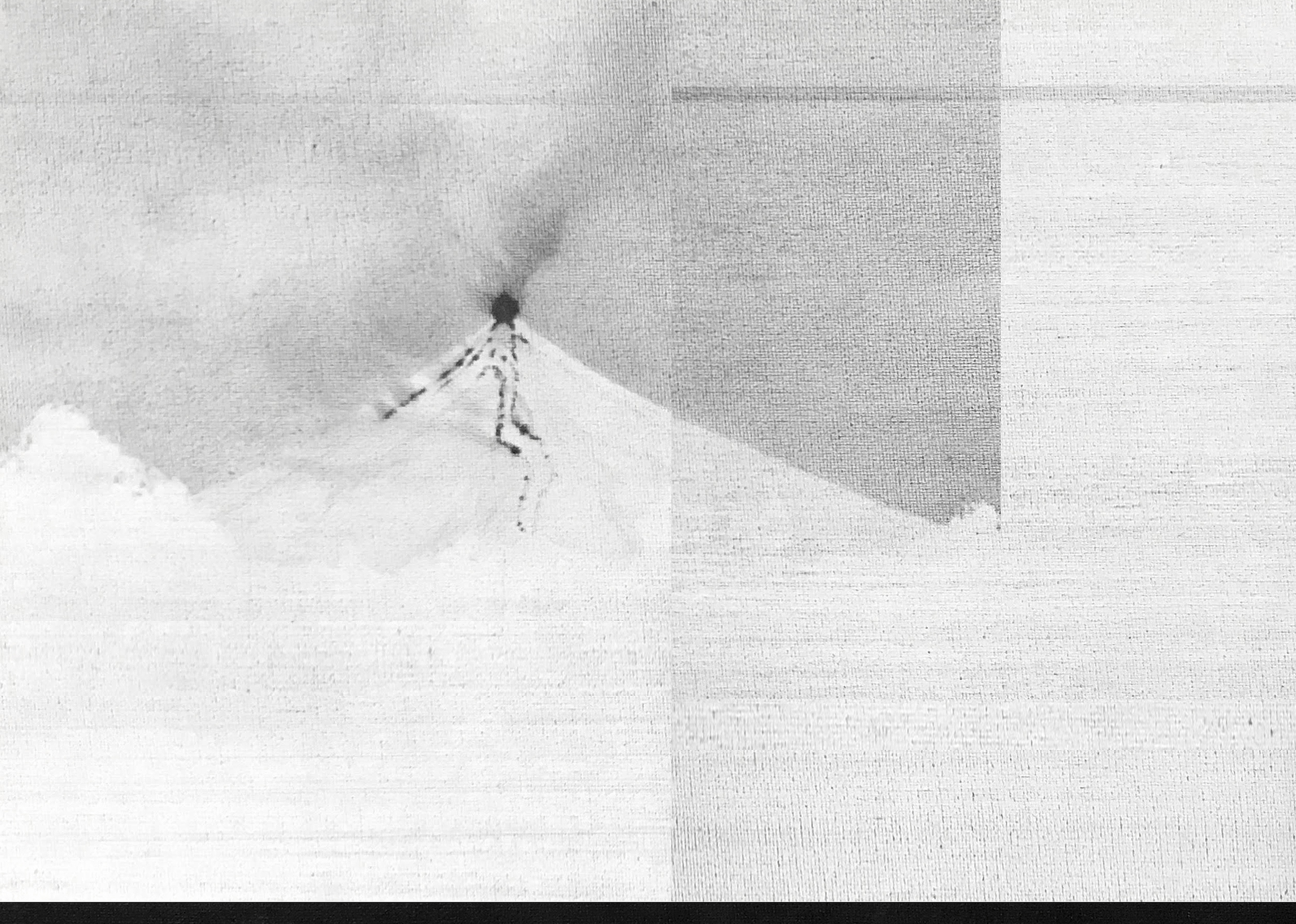 SunStar Philippines, Jan 30 2018 (Mayon Halts Motorists), charcoal and oil on canvas, 14 x 10 in, 2018