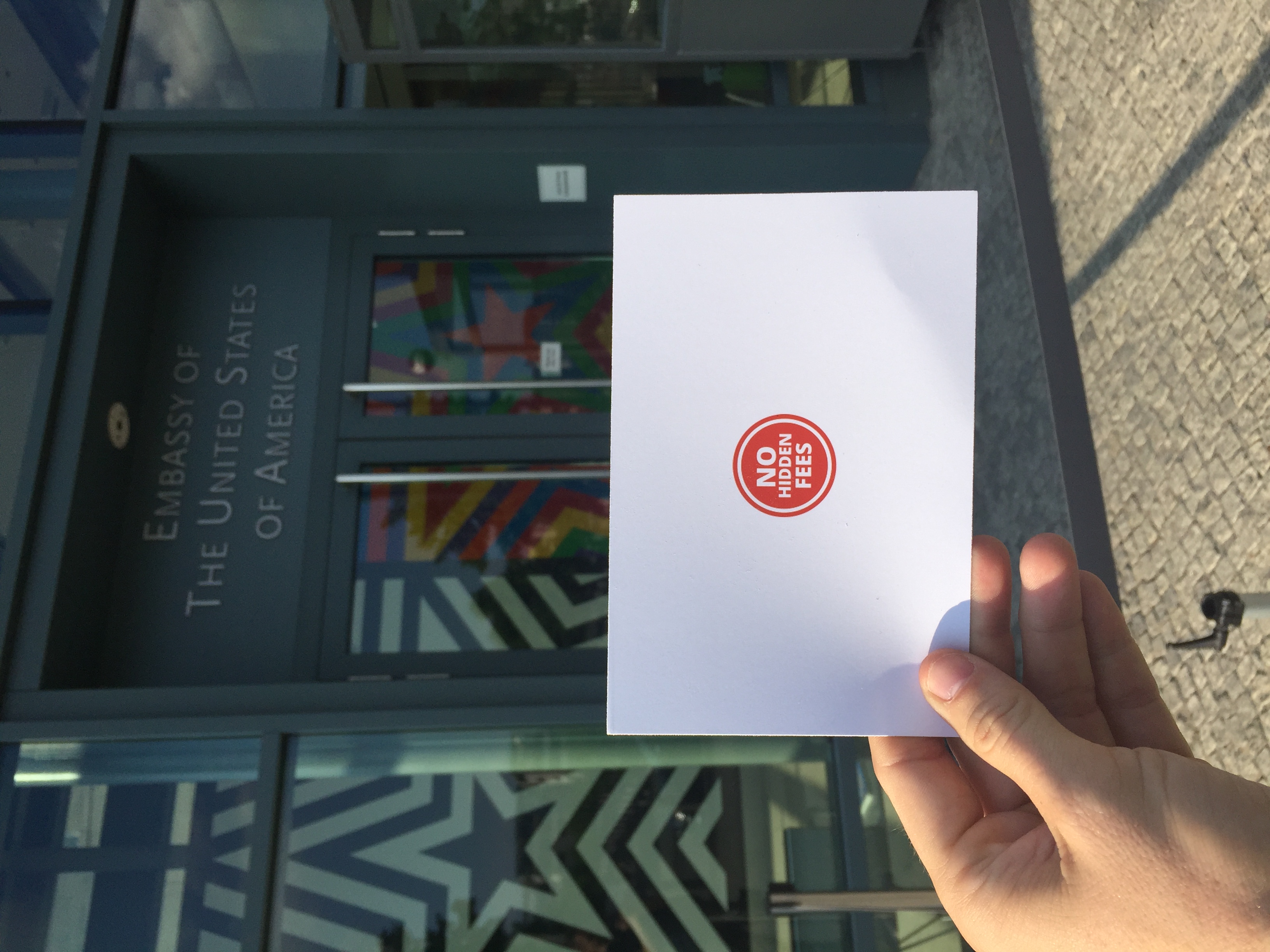 I love how cryptic the tiny graphic is. While walking past the imposing American Embassy today I immediately thought, "this must be the place." 