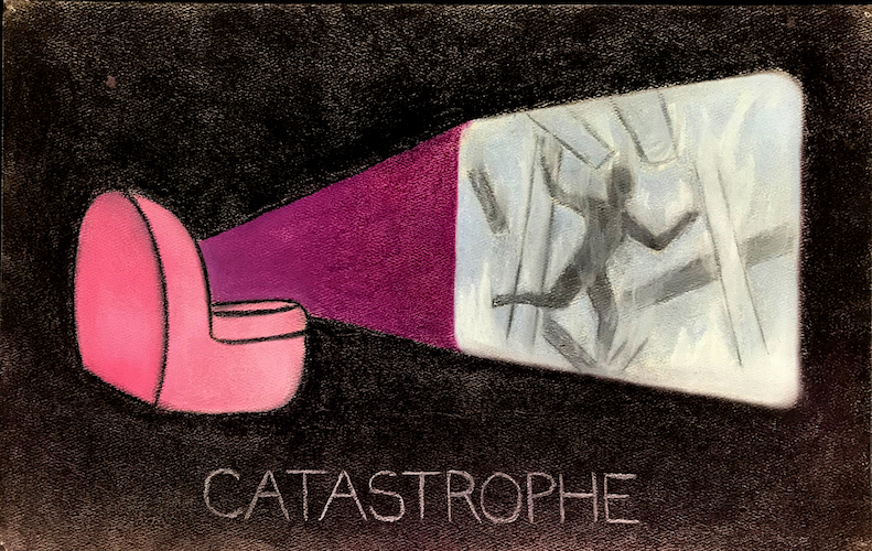 Study for “Catastrophe”, pastel on paper, 12”x19”