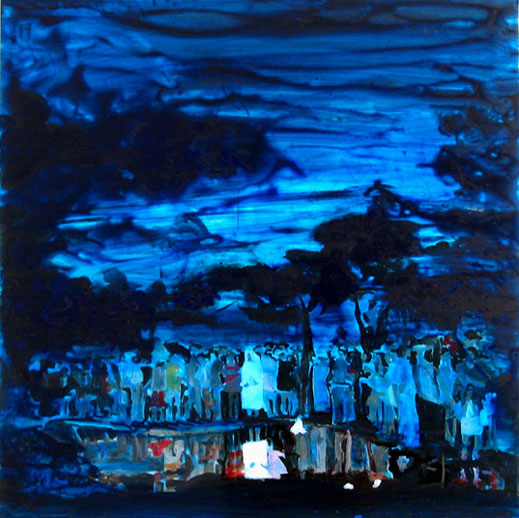 “Southern Northern Night”, acrylic on polycarbonate, 24x24”, 61x61cm 