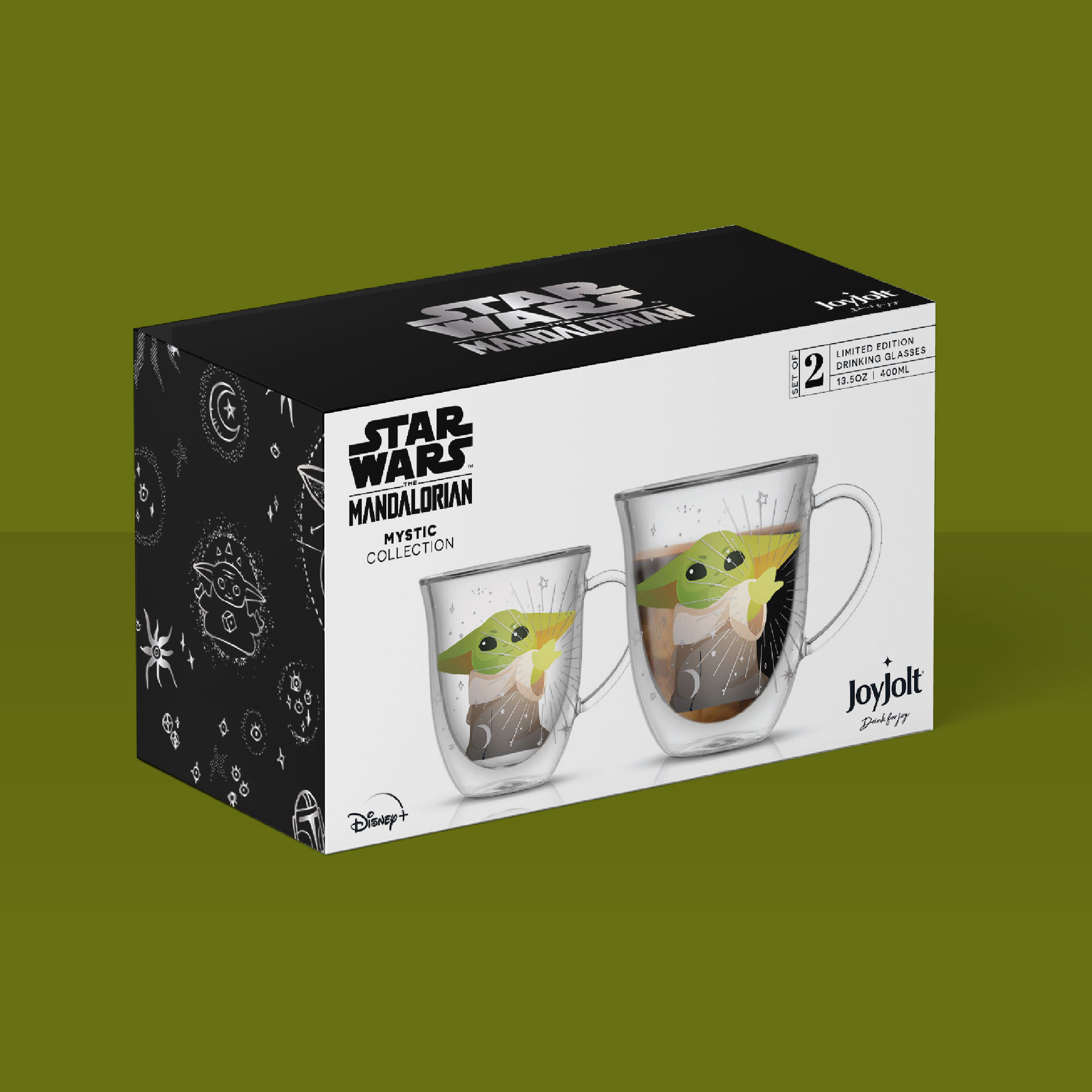 JoyJolt Mandalorian Mystic Double Wall Coffee Mugs, 2 Piece