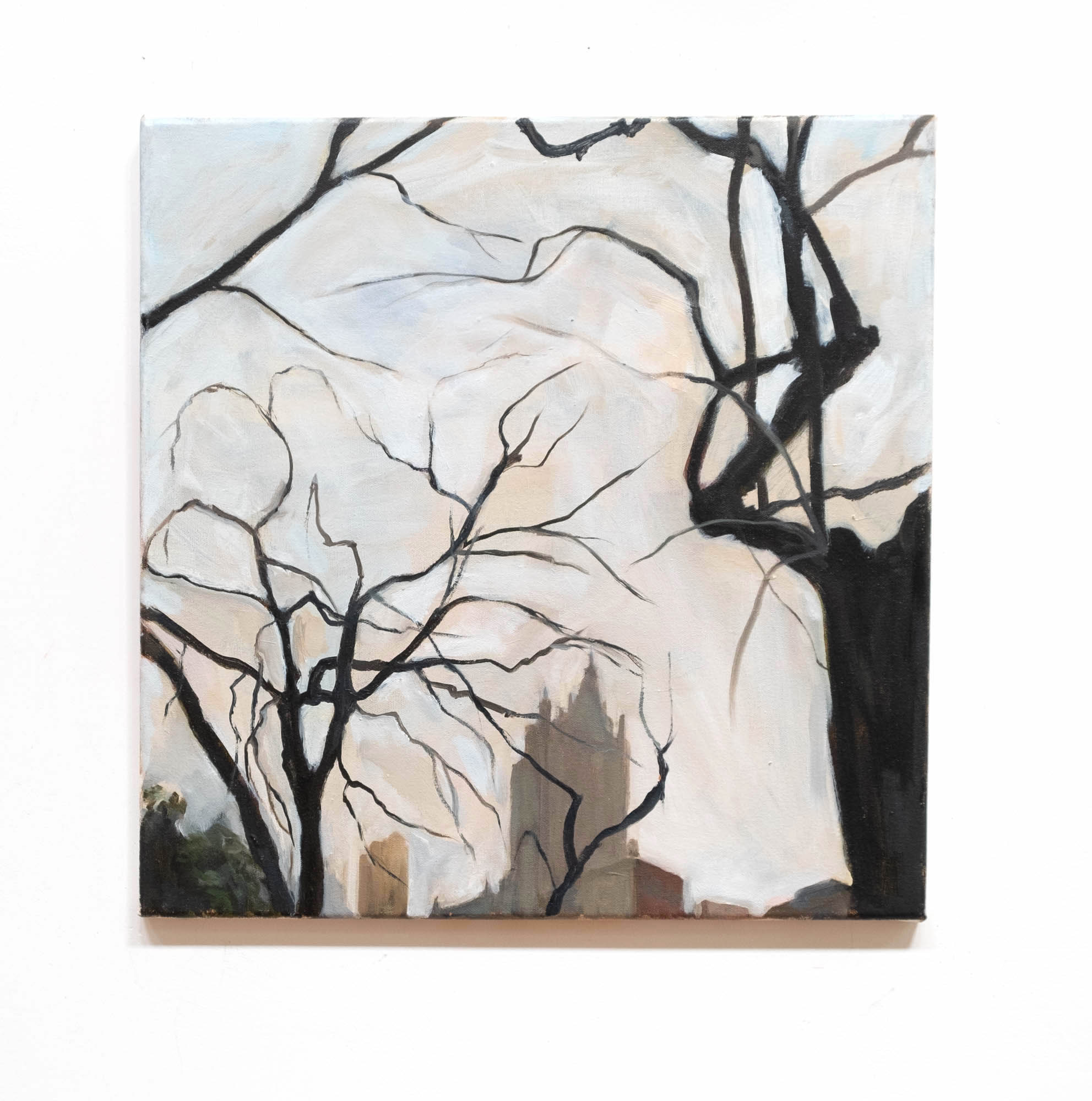 Central Park sky, oil on canvas, 18 x 18 inches, 2015