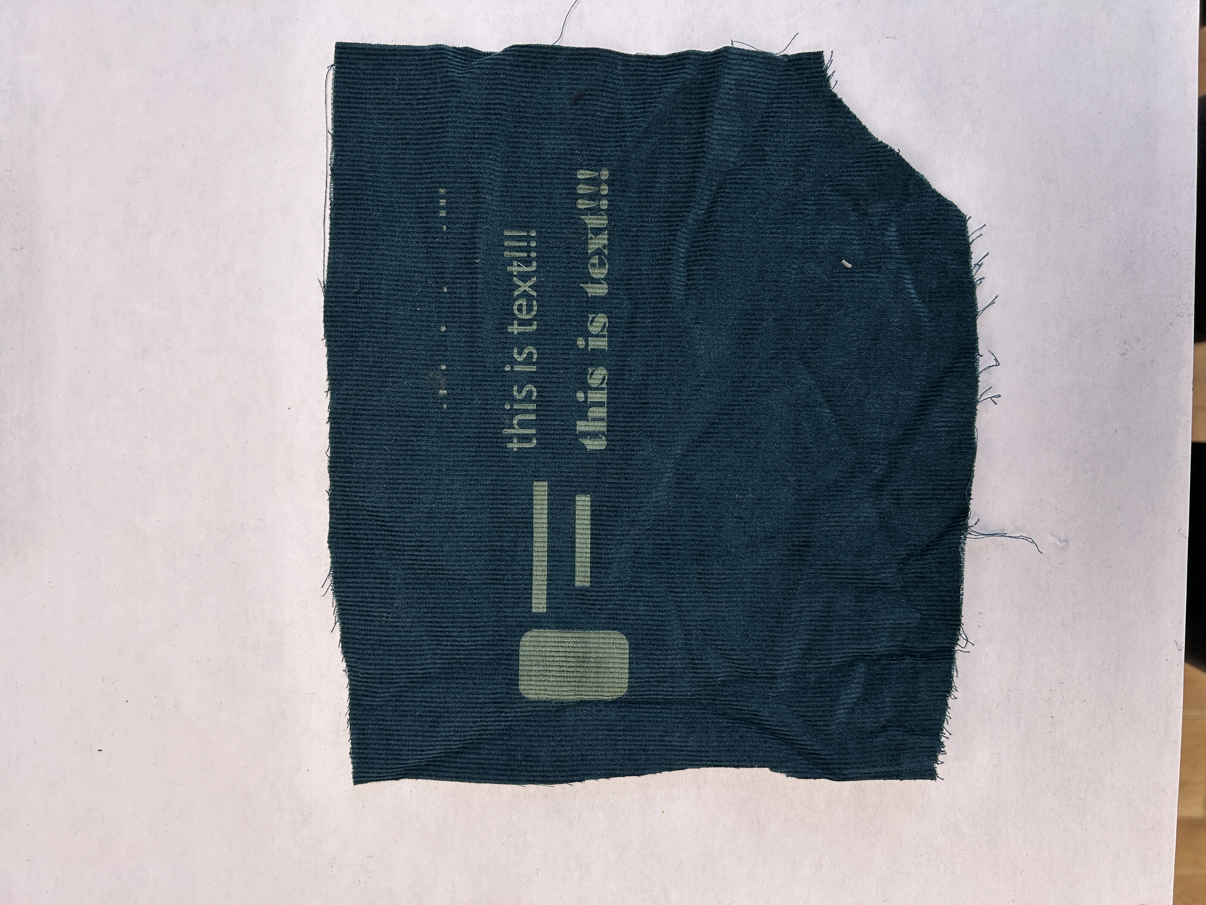 testing corduroy engraving